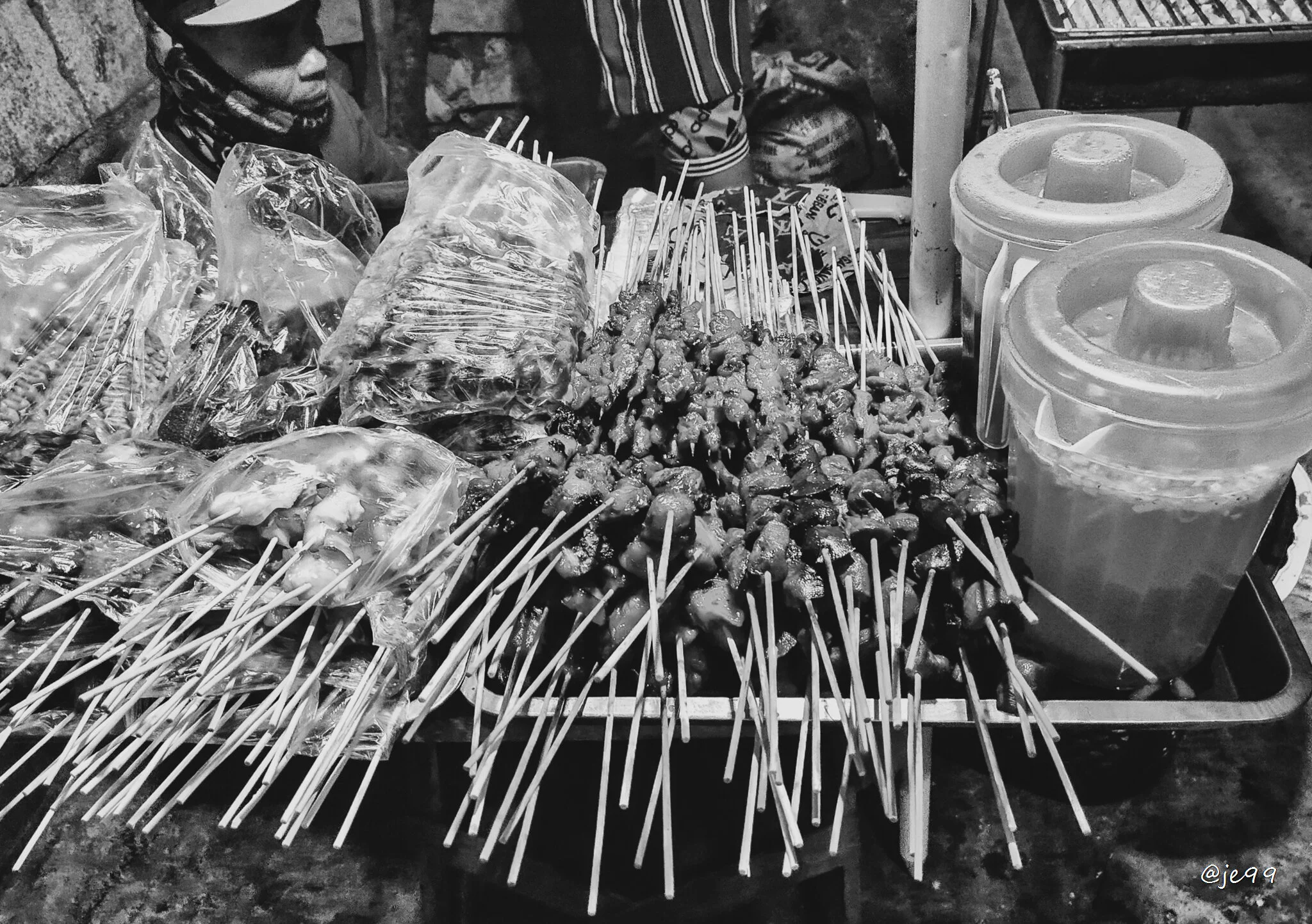 "Filipino street Bbq"
Usually called "Ihaw-ihaw" one of the exotic foods you'll find in Philippines streets around 4pm until 10pm (depending on the vendor when they'll close). These are combinations of chicken and pork flesh ex; stomach, liver, heart