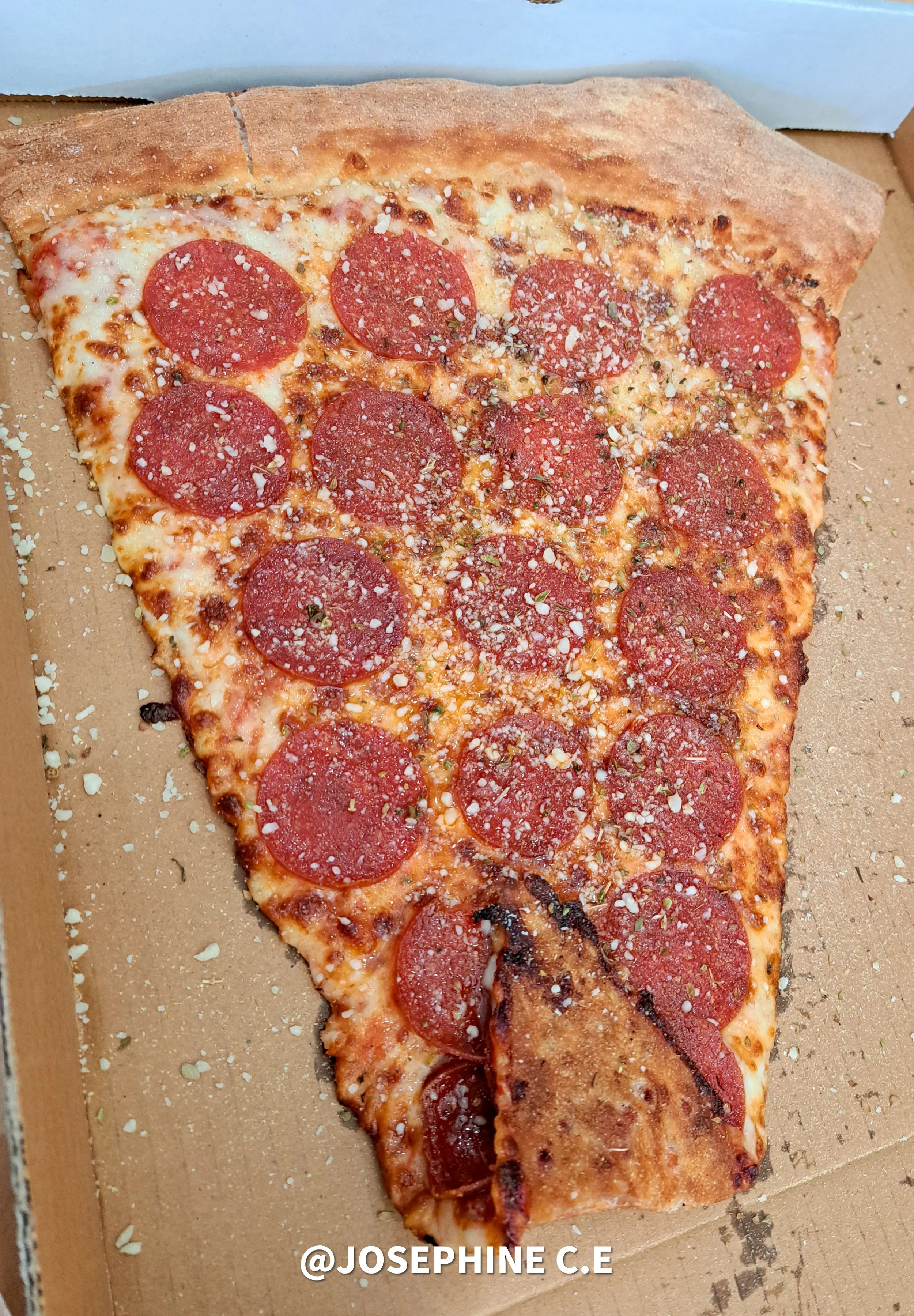 This is the longest pizza I have ever had. It's tasty and handmade.