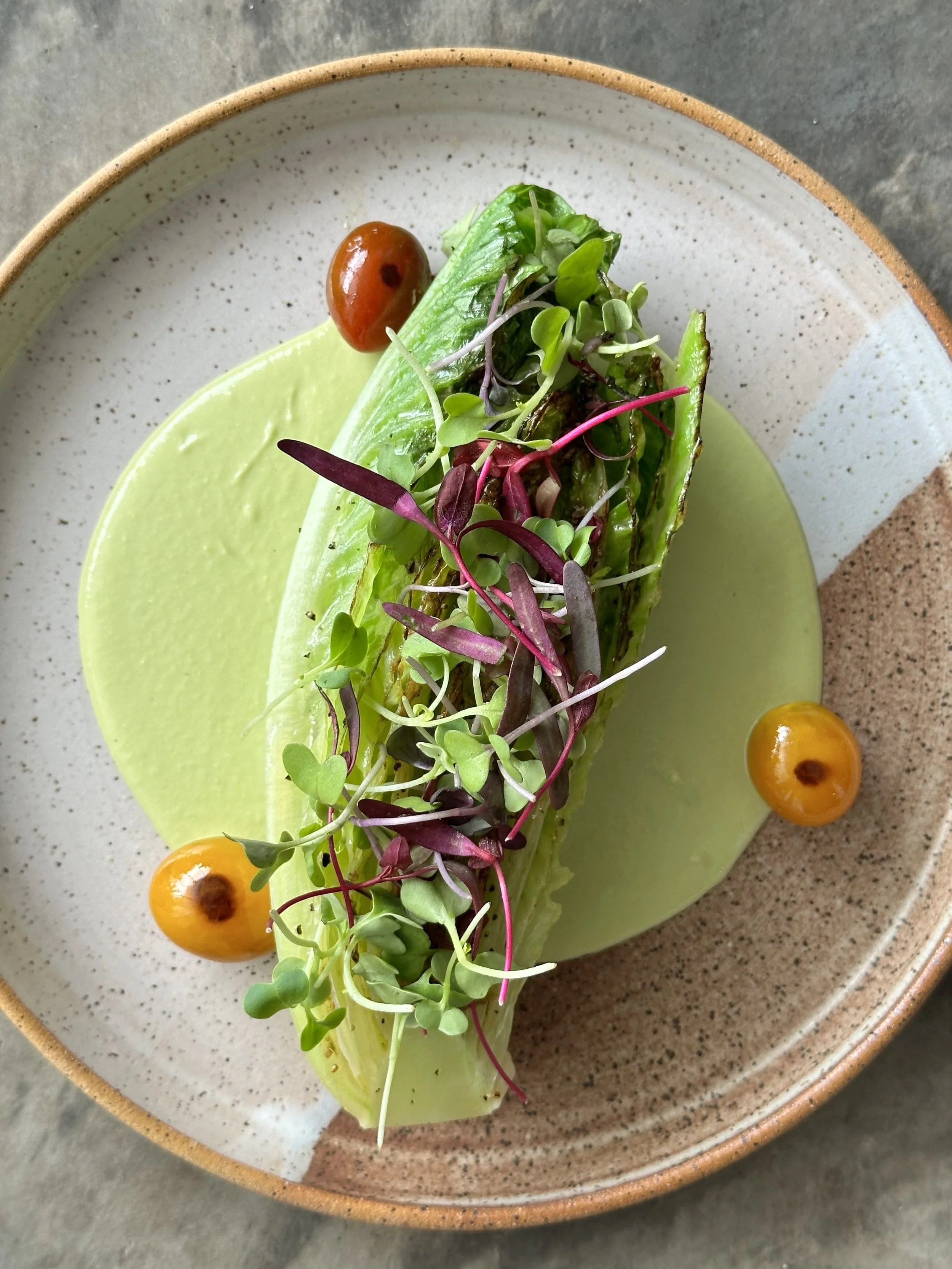 romain, jalapeno -edamame vinaigrette 