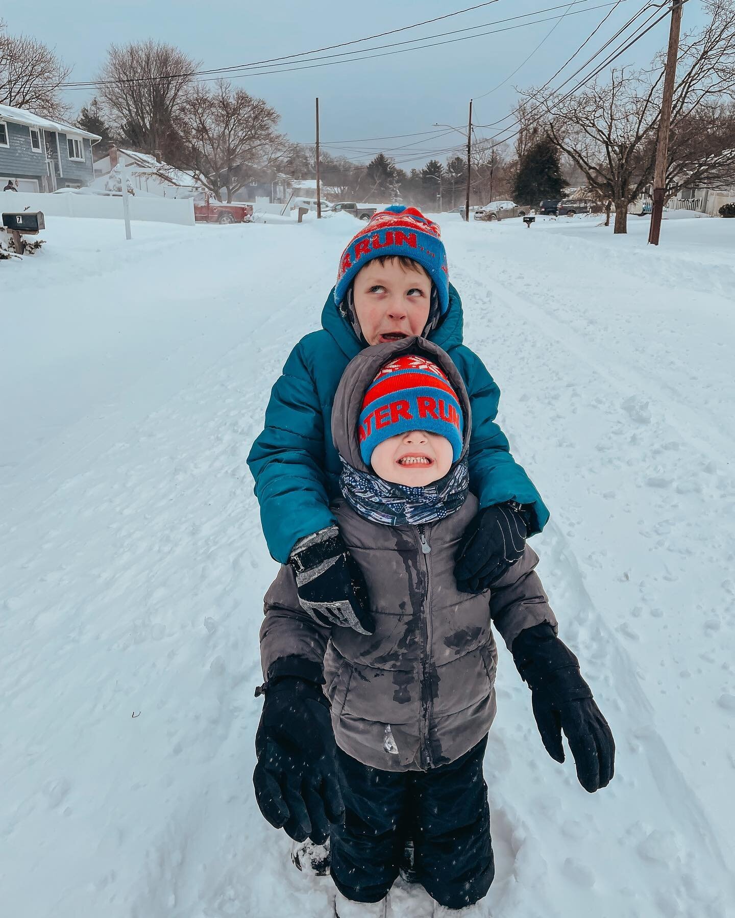 Hope everyone weathered the &ldquo;wizard&rdquo; ,as my littlest one called it, well today! Took a walk down the road to sled and have cocoa with friends. Nearly lost the little one in a snowbank 🤣