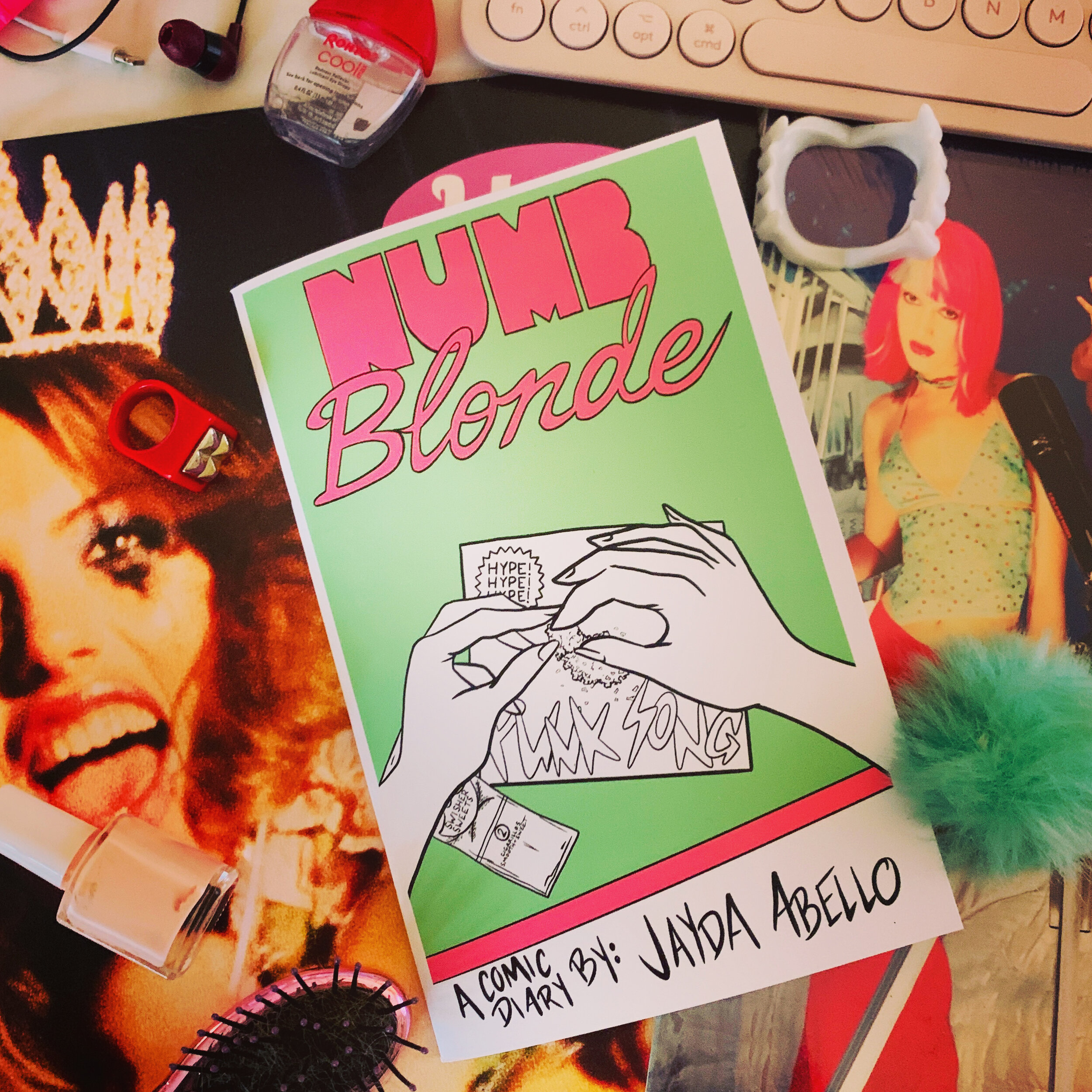 Second edition with alternate cover of autobiographical comic diary, “Numb Blonde” by visual artist and DJ Jayda Abello