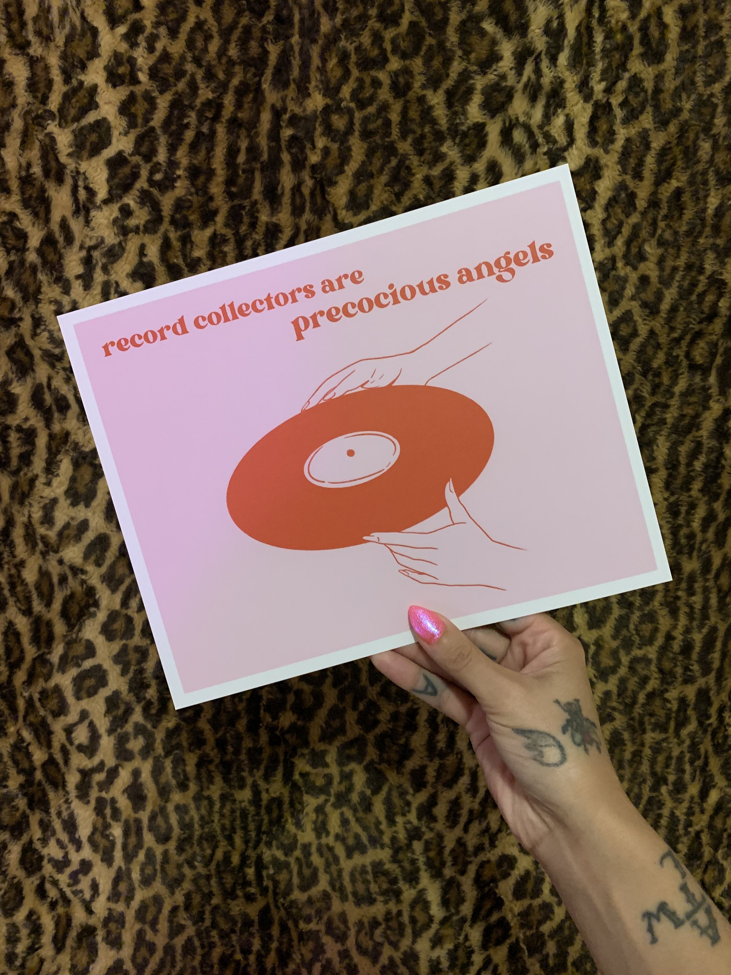 Record Collectors Are Precocious Angels 8x10” by Jayda Abello print product photo