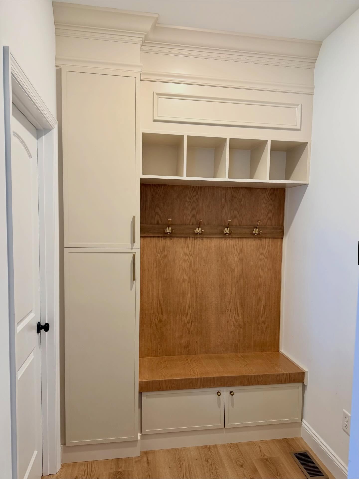 The thing I love most about what I do is bringing beauty and function to spaces that were once empty. I treat my work like art, and truly appreciate the opportunity to build for my clients and friends!! Here is my recently completed mudroom drop zone