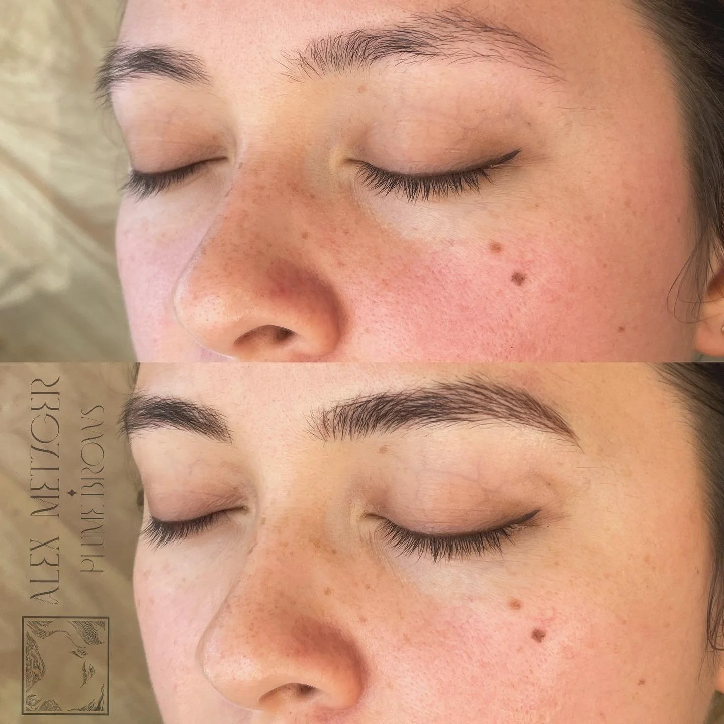 First microblading session on these brows! My client came in with a slightly patchy brow and wanted a natural look. After one session the patchiness has been reduced, and I will add more density in the sparser areas on the next session! I like to rem