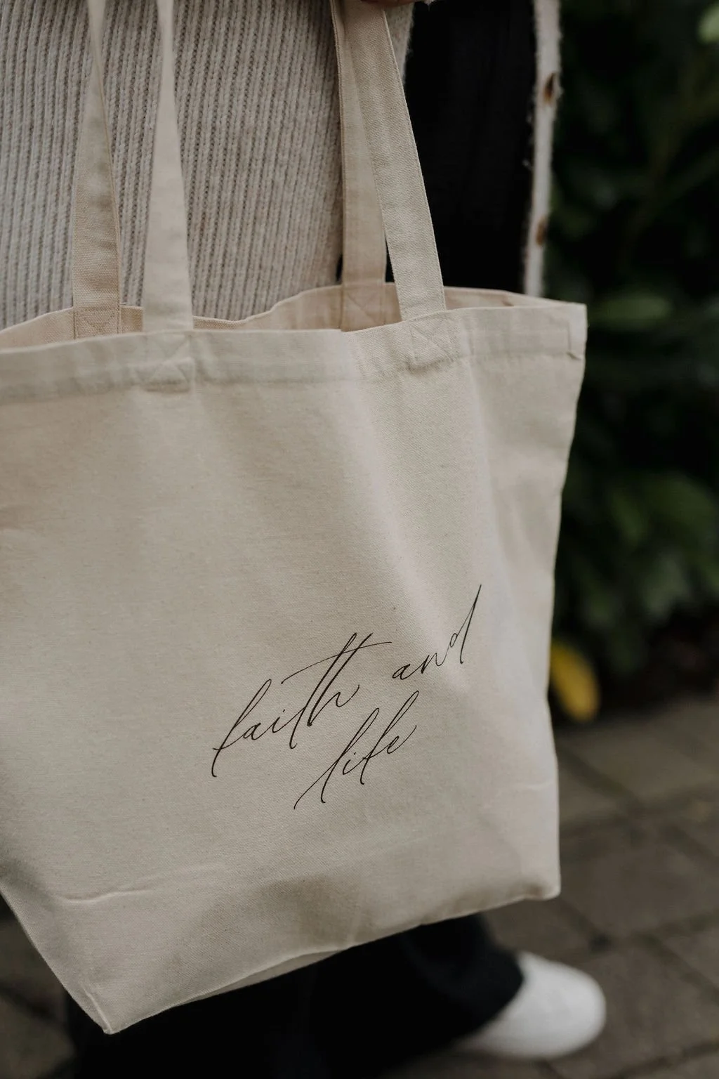 Faith & Life Canvas Shopping Tote | Eco-Friendly Tote Bag, Everyday Use, Gift for Her, Reusable Grocery Bag, Inspirational Shopper