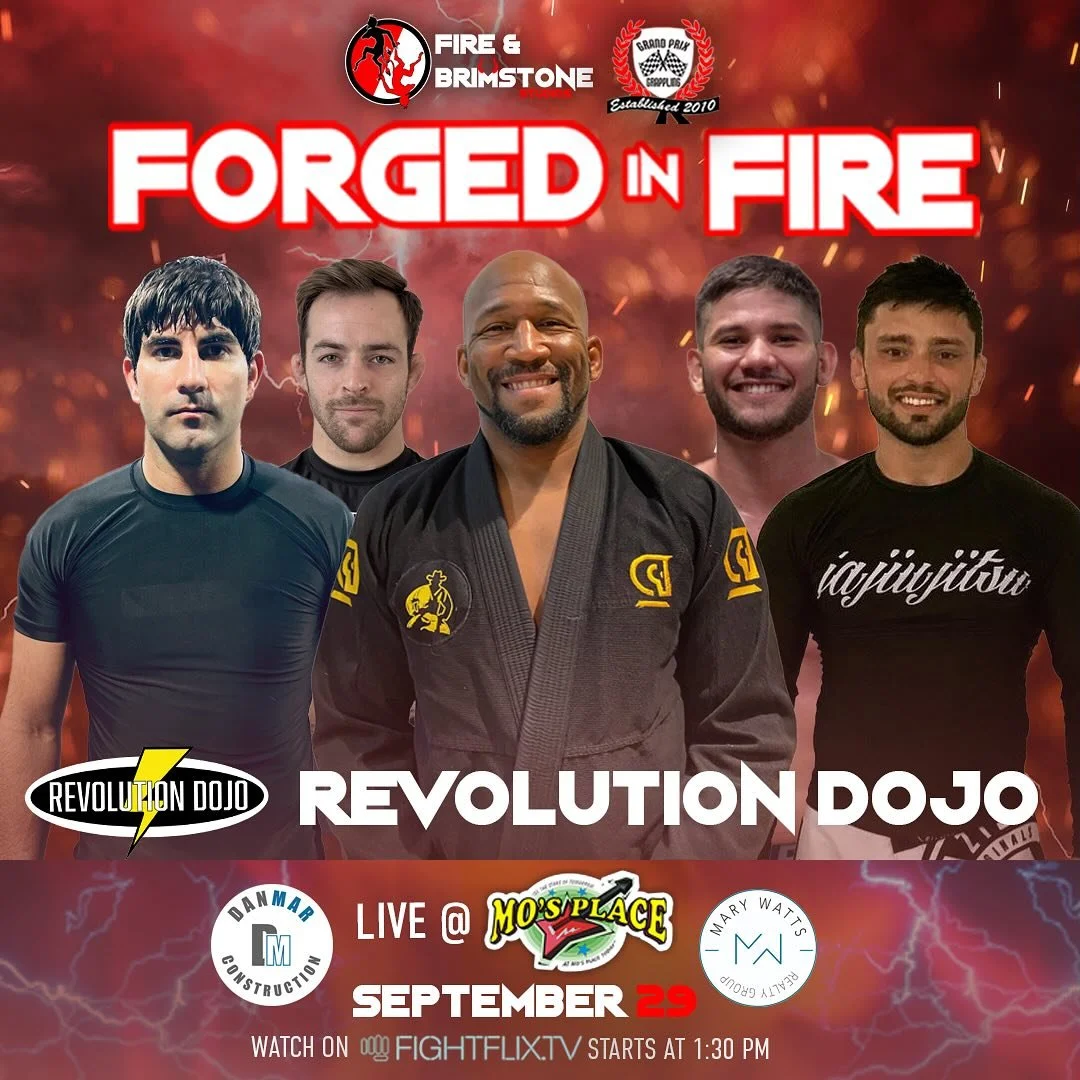 @revolutiondojo is being headed up by the NEW 2024 black belt Masters Worlds champion @crobe52 Team Revo Dojo is coming to Forged w a lot of support and fire. Will Revo dojo be the first ever FIF team champs? On Sept 29 @mosplacekaty come see for you