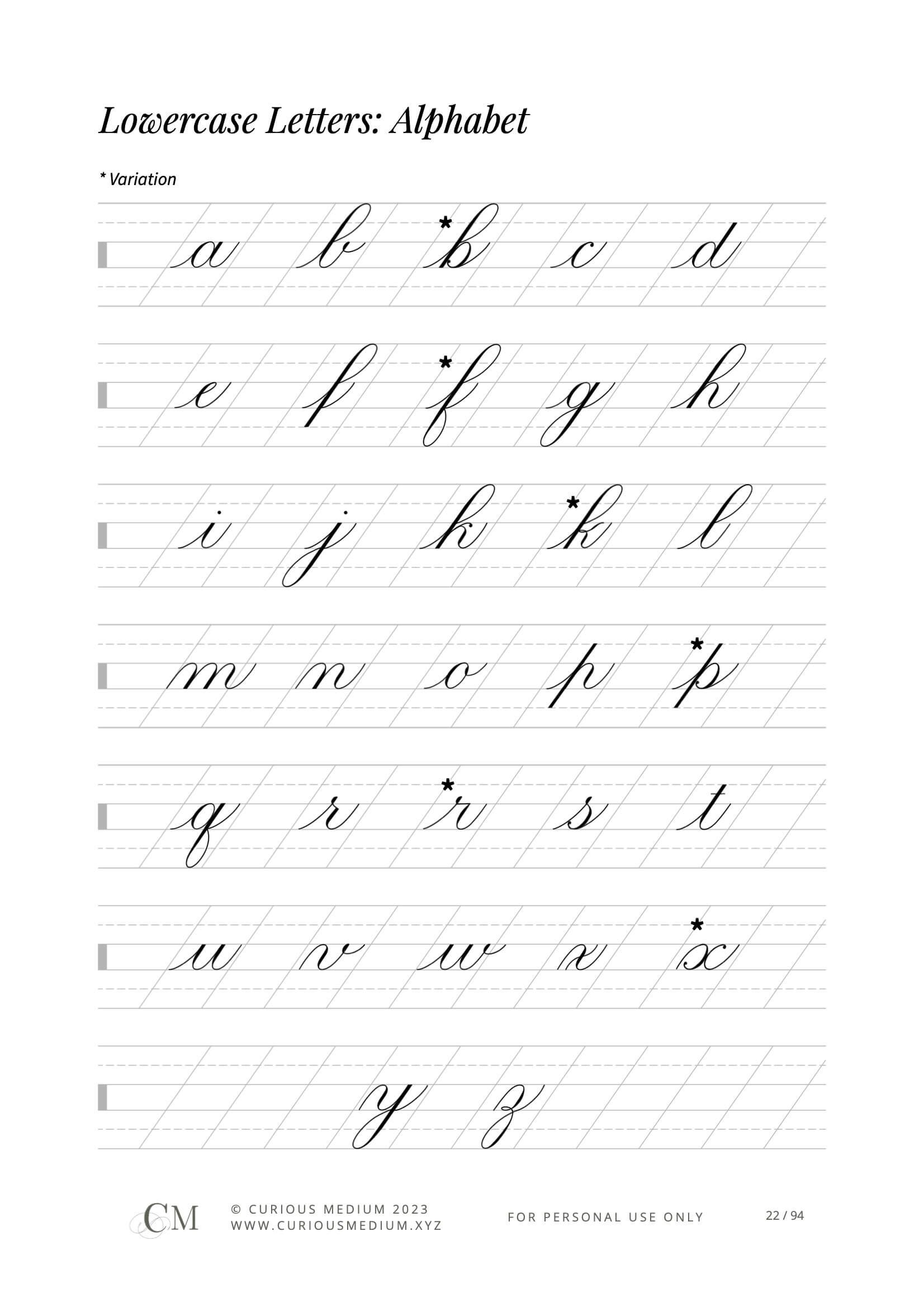 Copperplate Lowercase Letters | Curious Medium Calligraphy | Curious ...