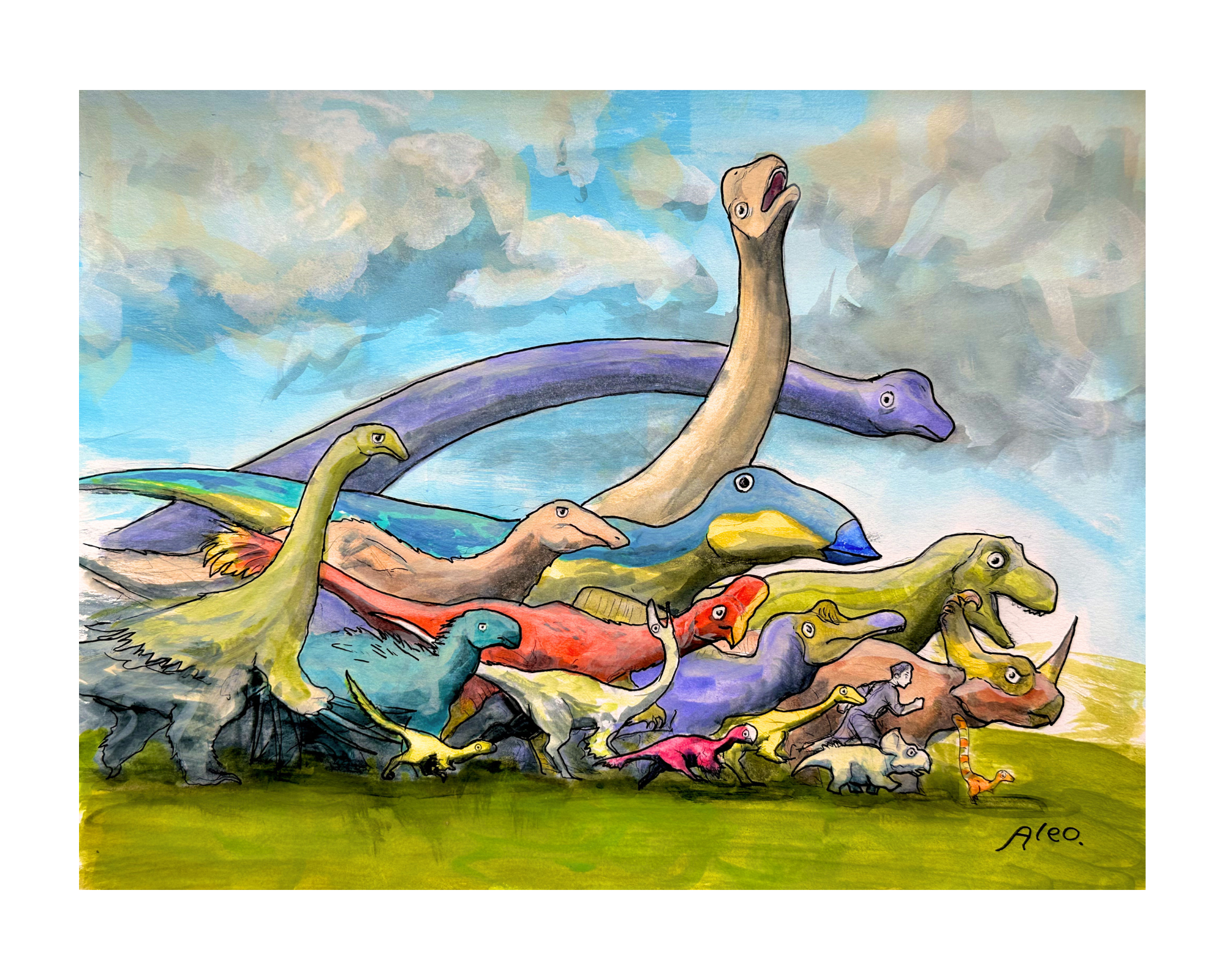 "Cretaceous Runners" 14 x 11 in