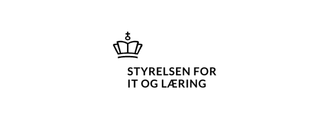 Logo med en krone over teksten 'Styrelsen for IT og Læring'.