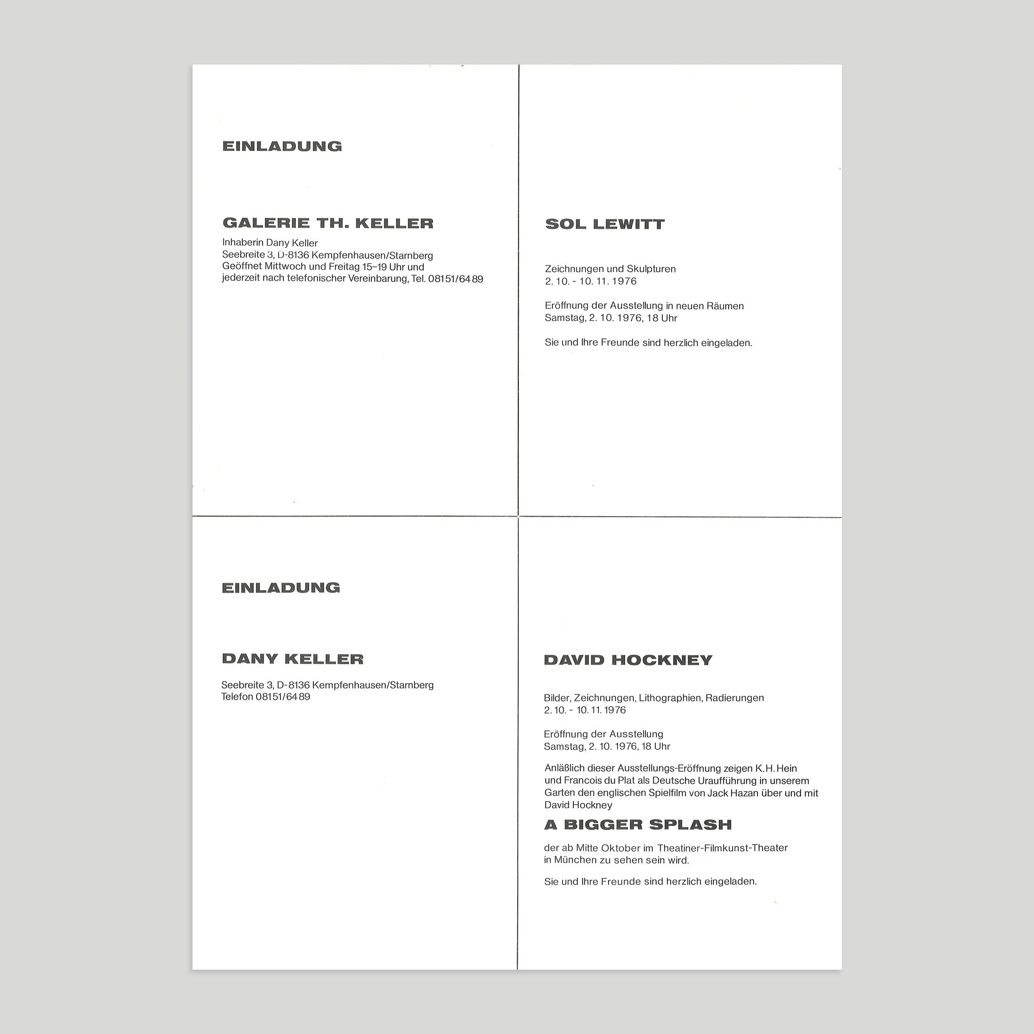 Sol Lewitt, David Hockney / Einladung (invitation card)