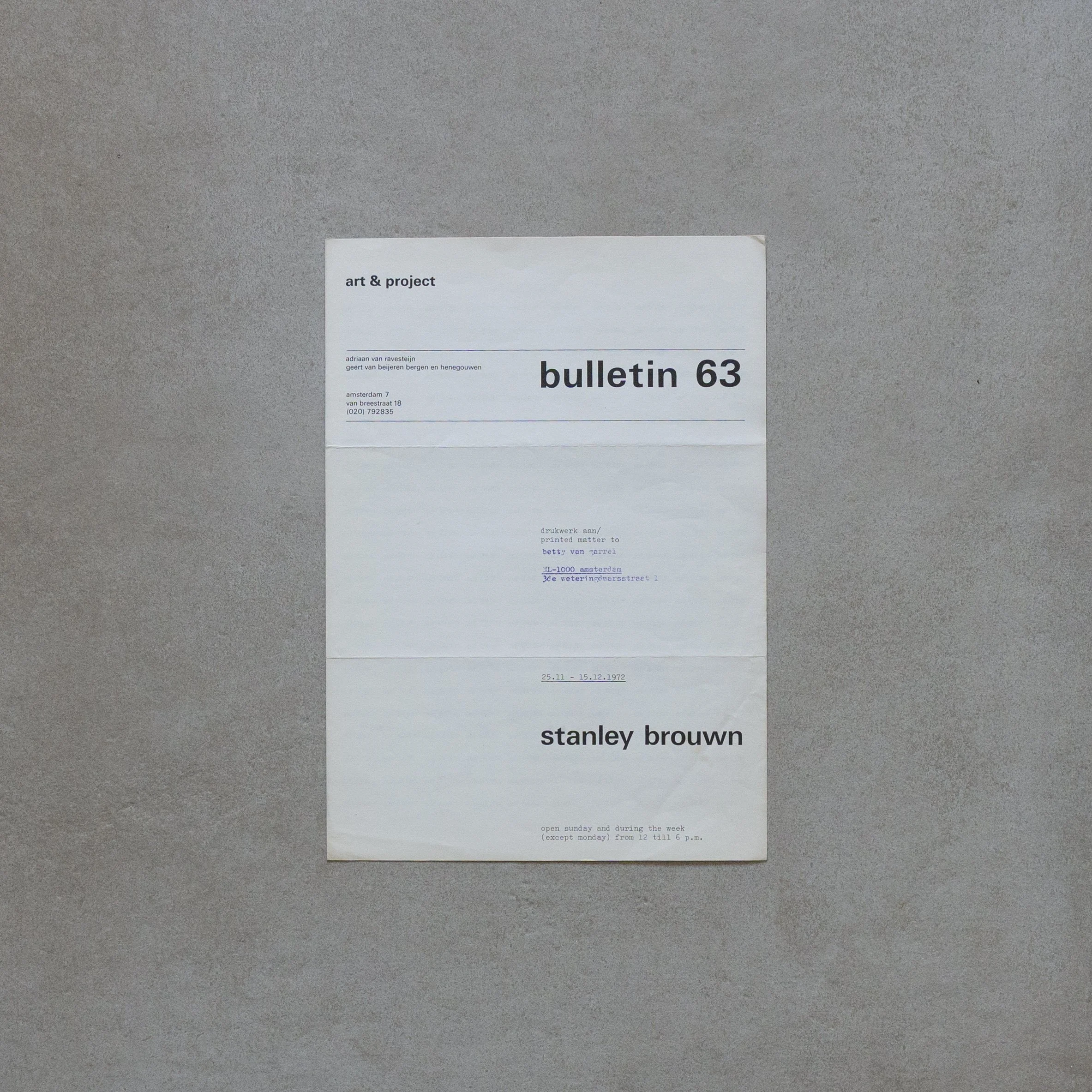 stanley brouwn / stanley brouwn (bulletin 63)