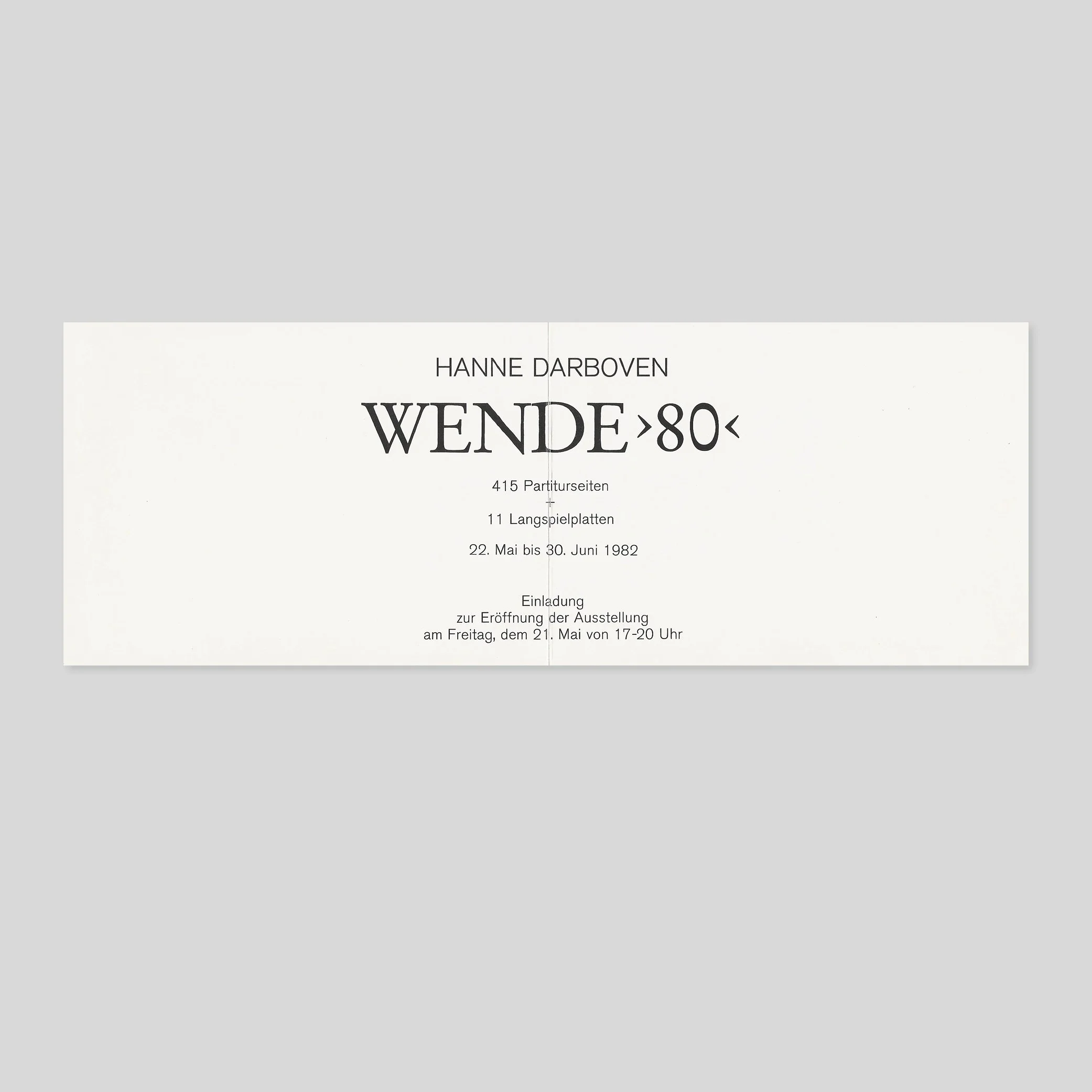 Hanne Darboven / Hanne Darboven. Wende > 80 <. 415 Partiturseiten + 11 Langspielplatten