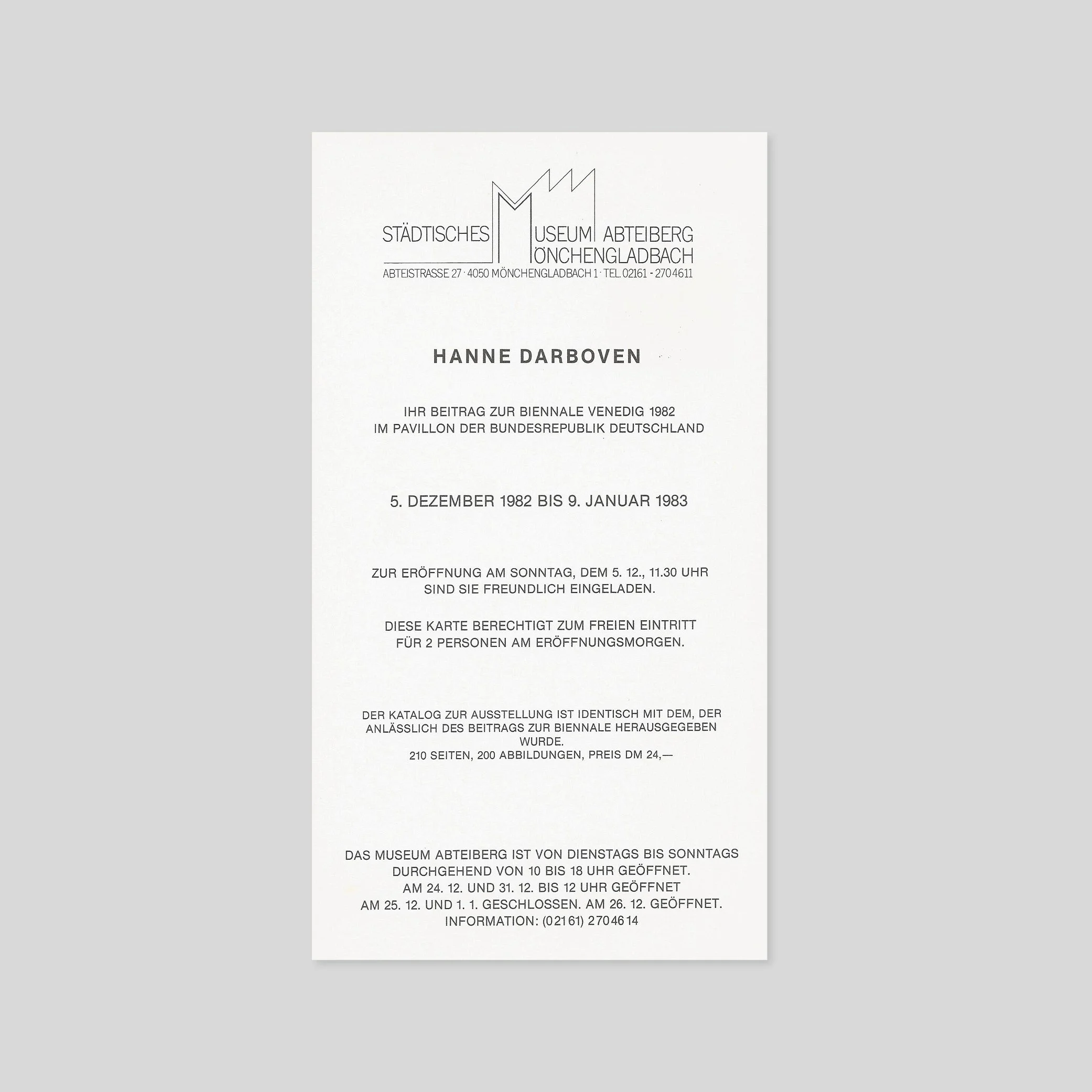 Hanne Darboven / Hanne Darboven ihr beitrag zur Biennale Venedig 1982 im Pavillon der Bundesrepublik Deutschland