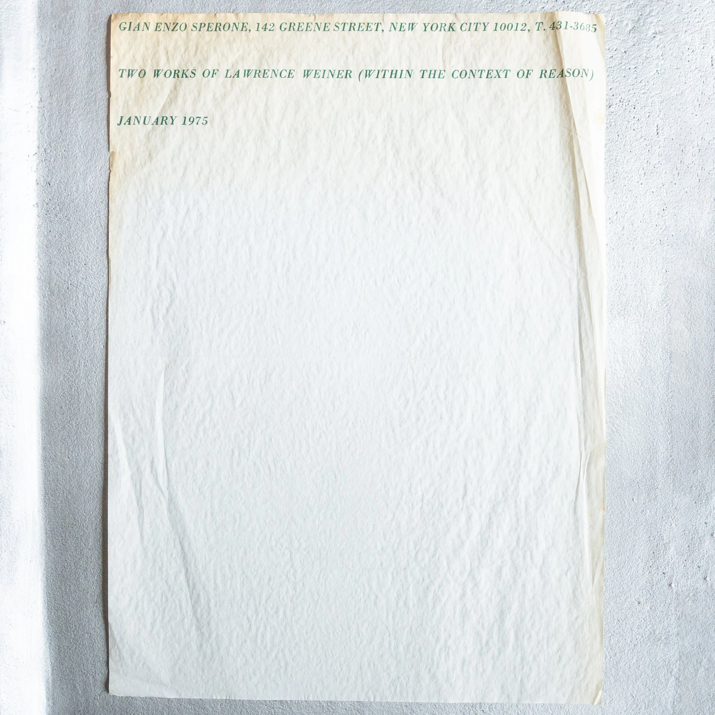 Lawrence Weiner / Two Works of Lawrence Weiner (Within the context of Reason)