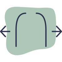 A stylized illustration outline indicating movement or adjustment to the left and right