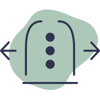 A stylized illustration outline indicating movement or adjustment to the left and right