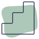 Outline of a blue stair step over a green background.