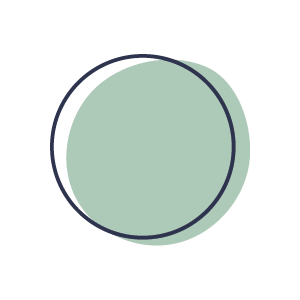 Icon of overlapping circles, one light green and one dark blue.