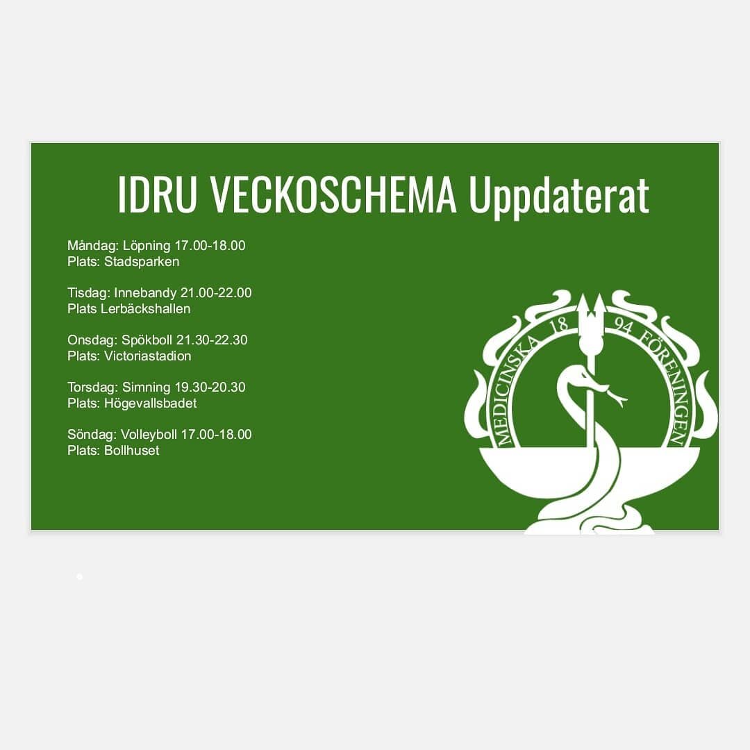 Veckoschema 29/11-5/2
Kl.12 varje dag sl&auml;pps inl&auml;gg p&aring; facebooksidan IDRU MF Sk&aring;ne d&auml;r ni kommenterar f&ouml;r plats. Ha en fin vecka!