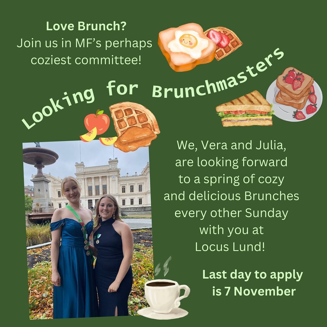 🥞Looking for new Brunchmasters🥞

Do you want to get involved as a Brunchmaster 2024? Don&rsquo;t hesitate to apply via the form on MF&lsquo;s website the latest 7th of November!

Vera and Julia are looking forward to having a great time with you at
