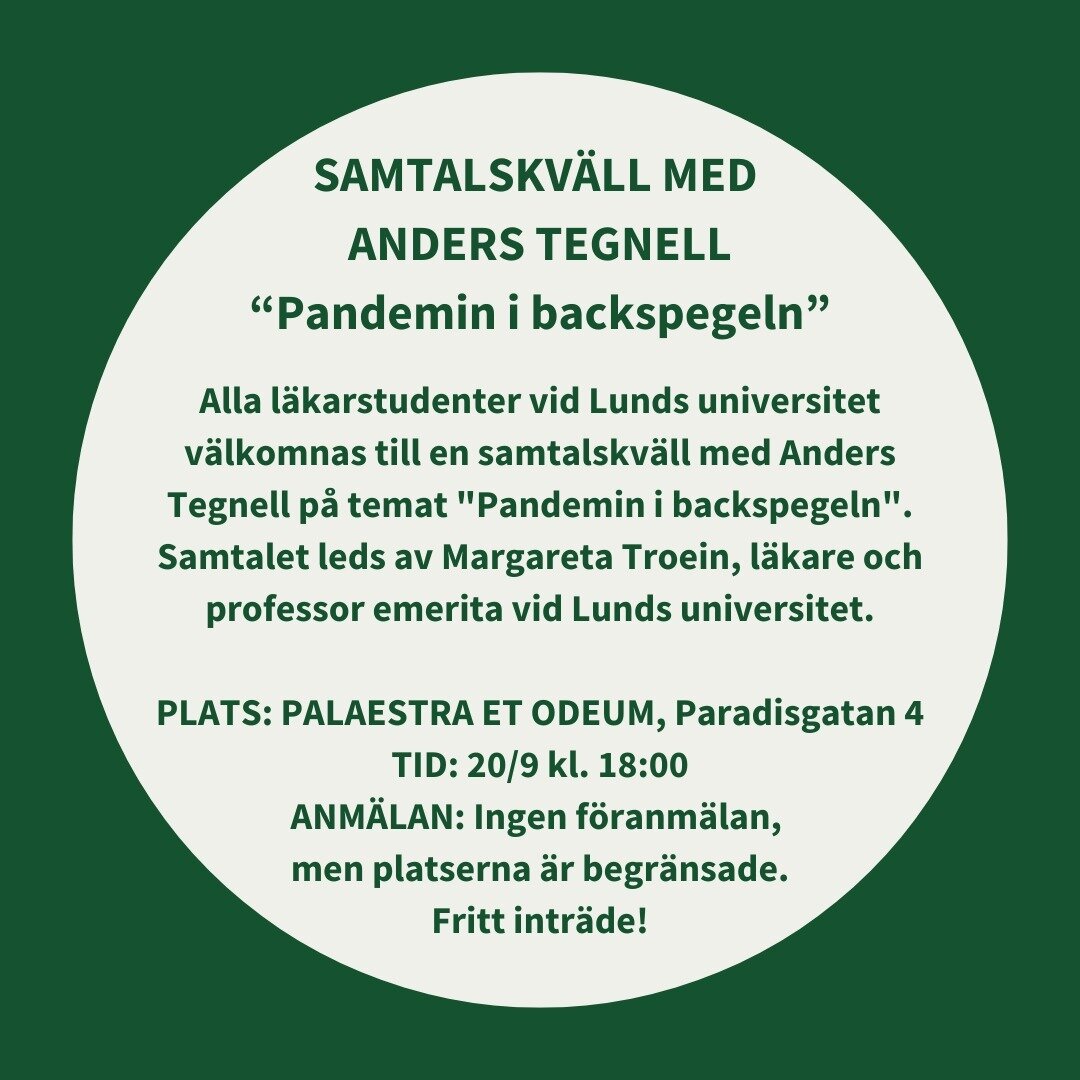 Enheten f&ouml;r medicinens historia arrangerar en samtalskv&auml;ll med Anders Tegnell!