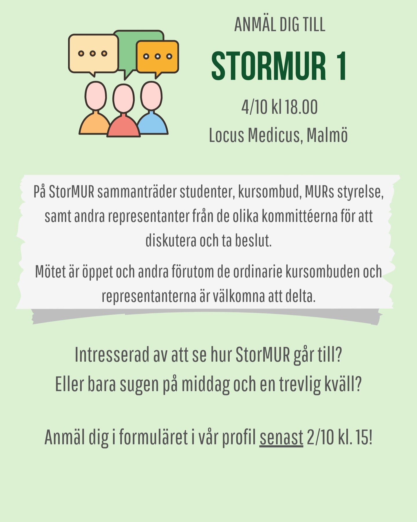 L&auml;nken till anm&auml;lan ligger i profilen!

(Kursombud och andra som kallats till m&ouml;tet anm&auml;ler sig via ett separat formul&auml;r som mejlats ut, skriv till oss om du inte f&aring;tt det)