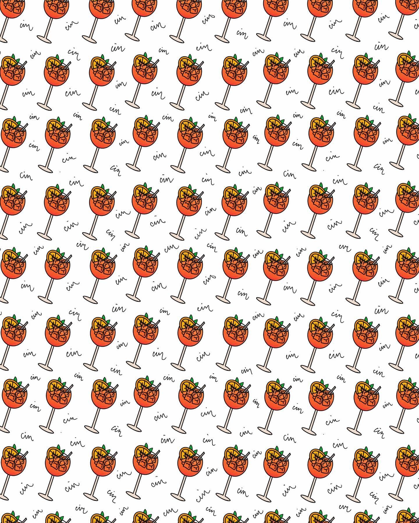 Working on a lot of new patterns for my art licensing portfolio! So fun to repurpose these aperol glasses 🍹🍾🧡 Uploaded to my Society6 site for new swag 😍: https://society6.com/everydaydetaildoodles/all?sort=new