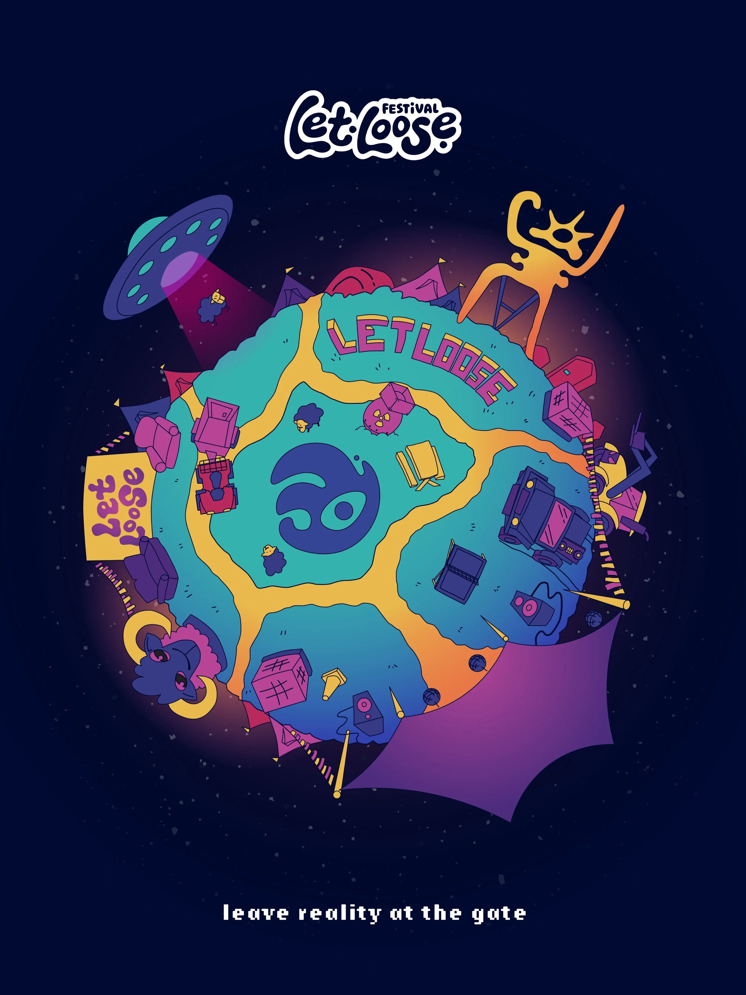 Leave reality at the gate 🛰️☄️

With signups now live for @letloose.festival I wanted to make a little poster summarising this year&rsquo;s &lsquo;Out of this world&rsquo; experience.

I went through and picked out some of the highlights from Let Lo
