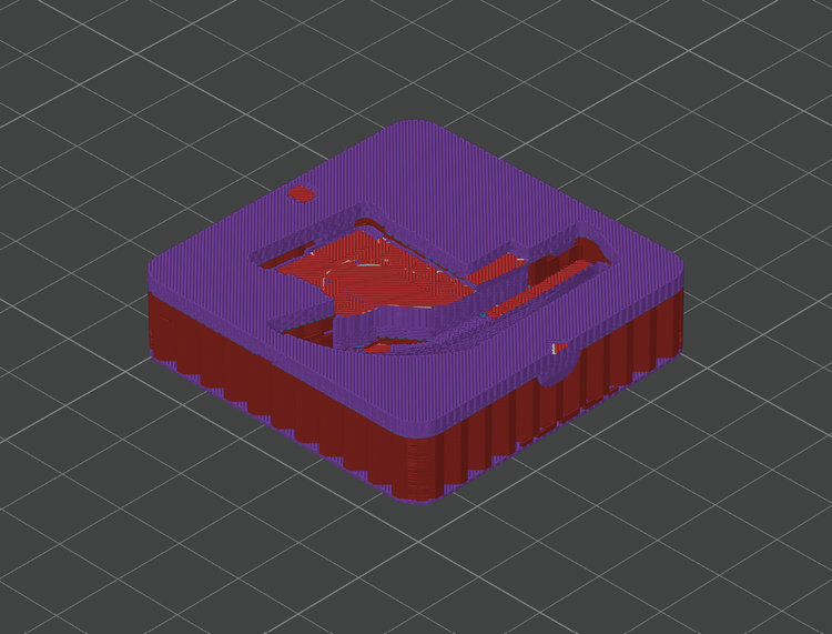 Slicer preview showing a 5mm solid top layer on a mould insert.