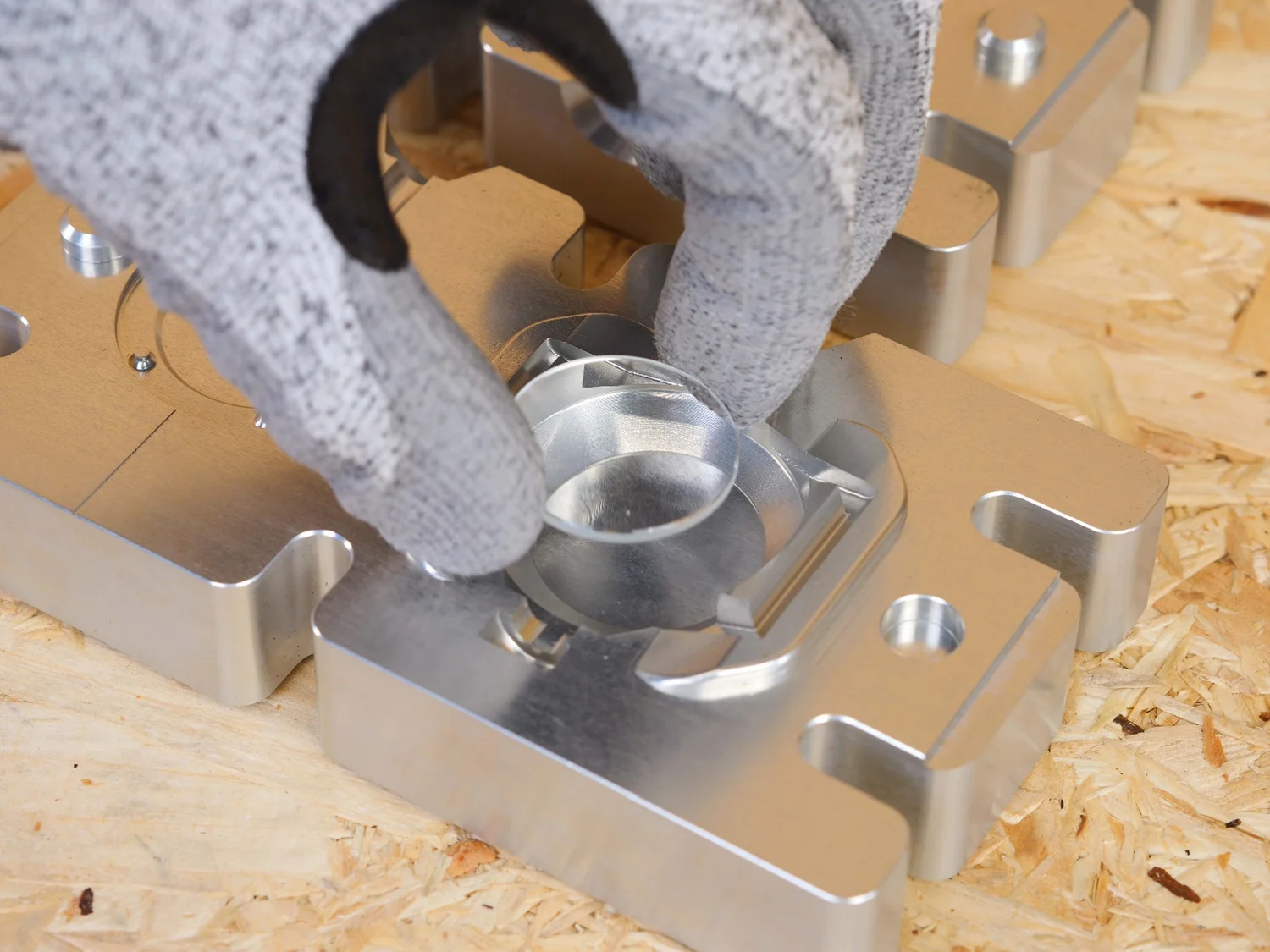 30.5 mm domed watch glass seated flat in the front mould cavity.