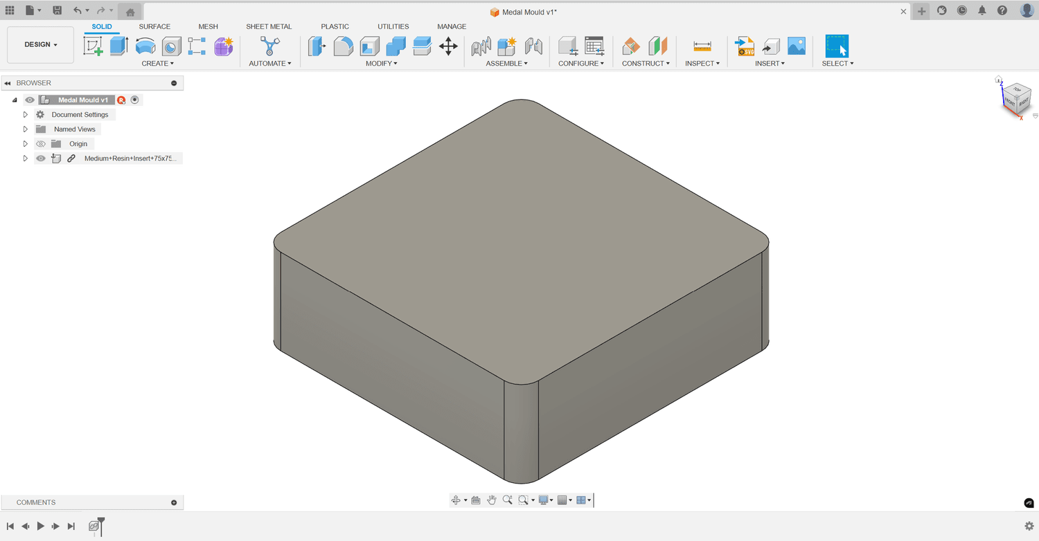 A downloaded insert block imported into the Fusion 360 workspace.