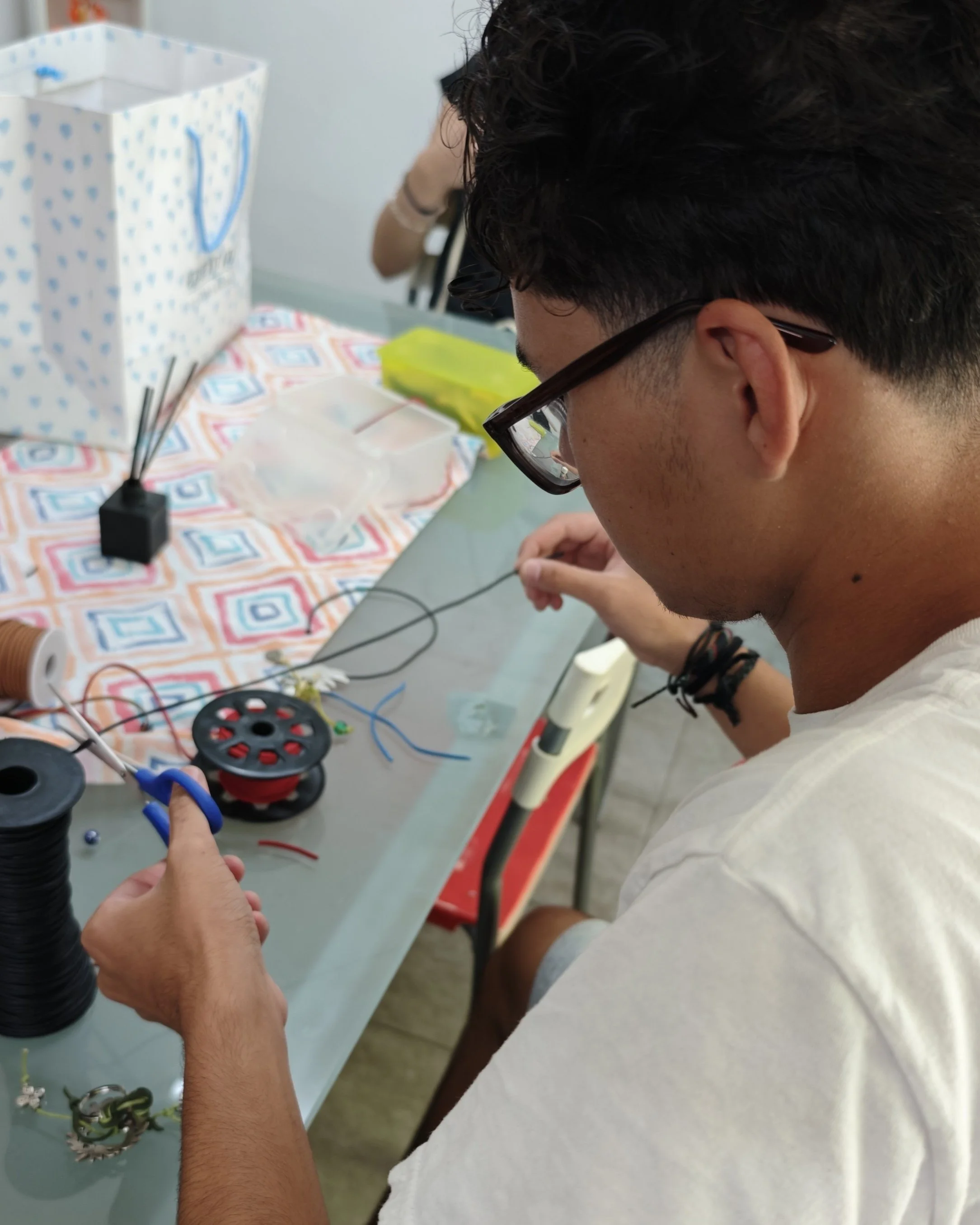 Jewelry Making with Teen Boys at Orion Shelter