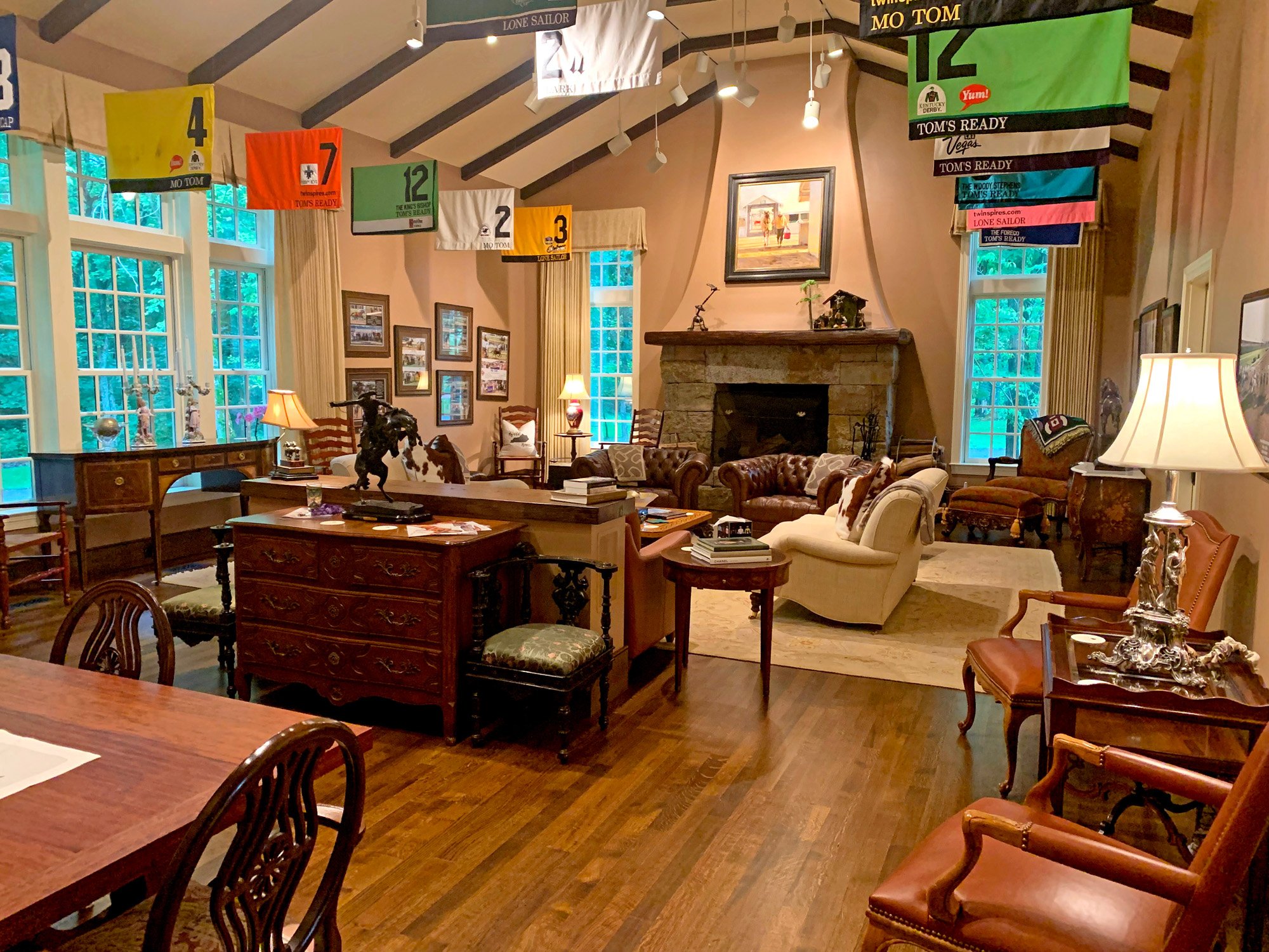 Office Building - The office building features a trophy room with saddle towels, gun room, private office space and a private guest room upstairs. The office is often used for watching live games, races and the occasional poker game and bourbon tasti