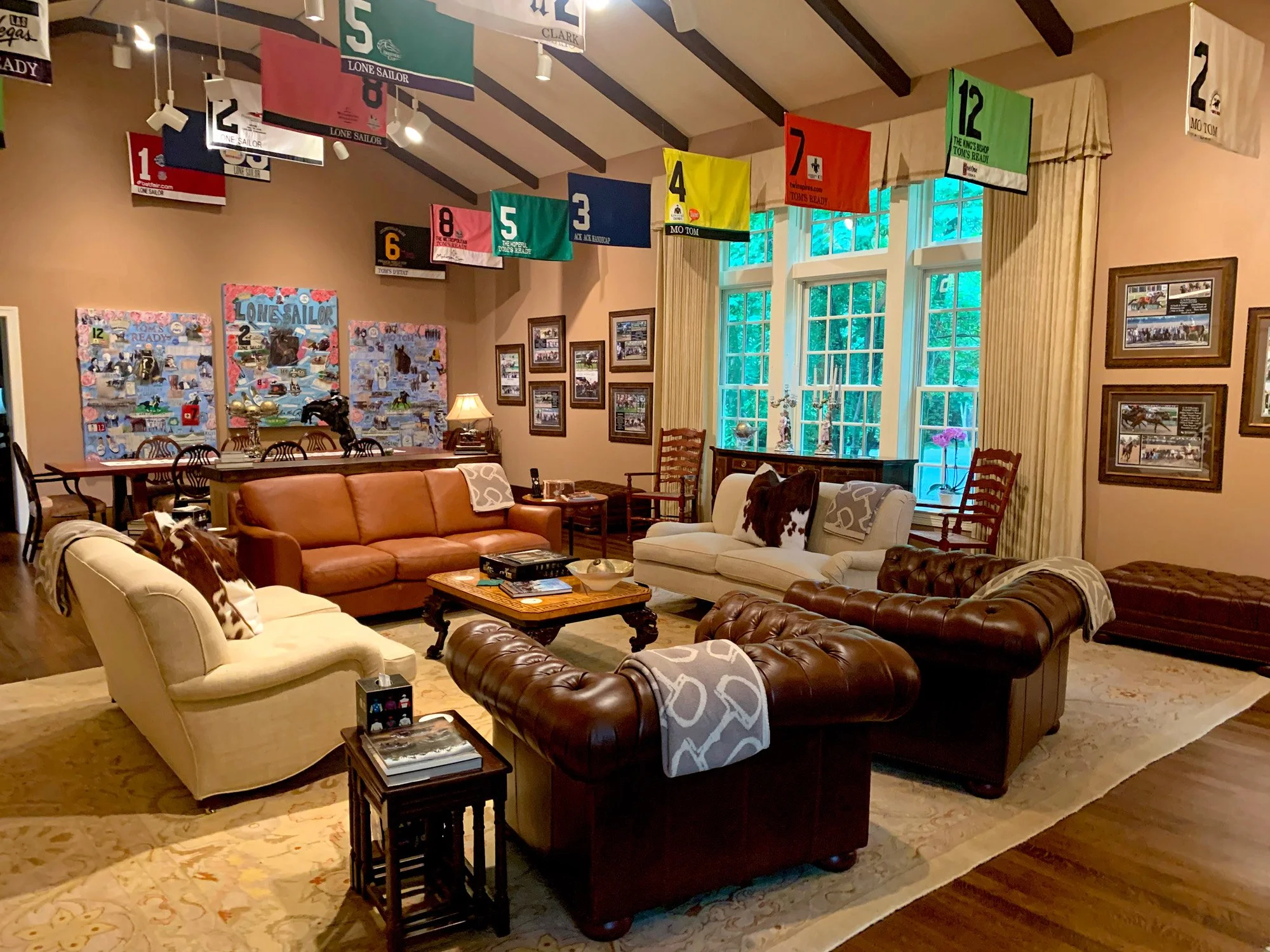 Office Building - The office building features a trophy room with saddle towels, gun room, private office space and a private guest room upstairs. The office is often used for watching live games, races and the occasional poker game and bourbon tasti