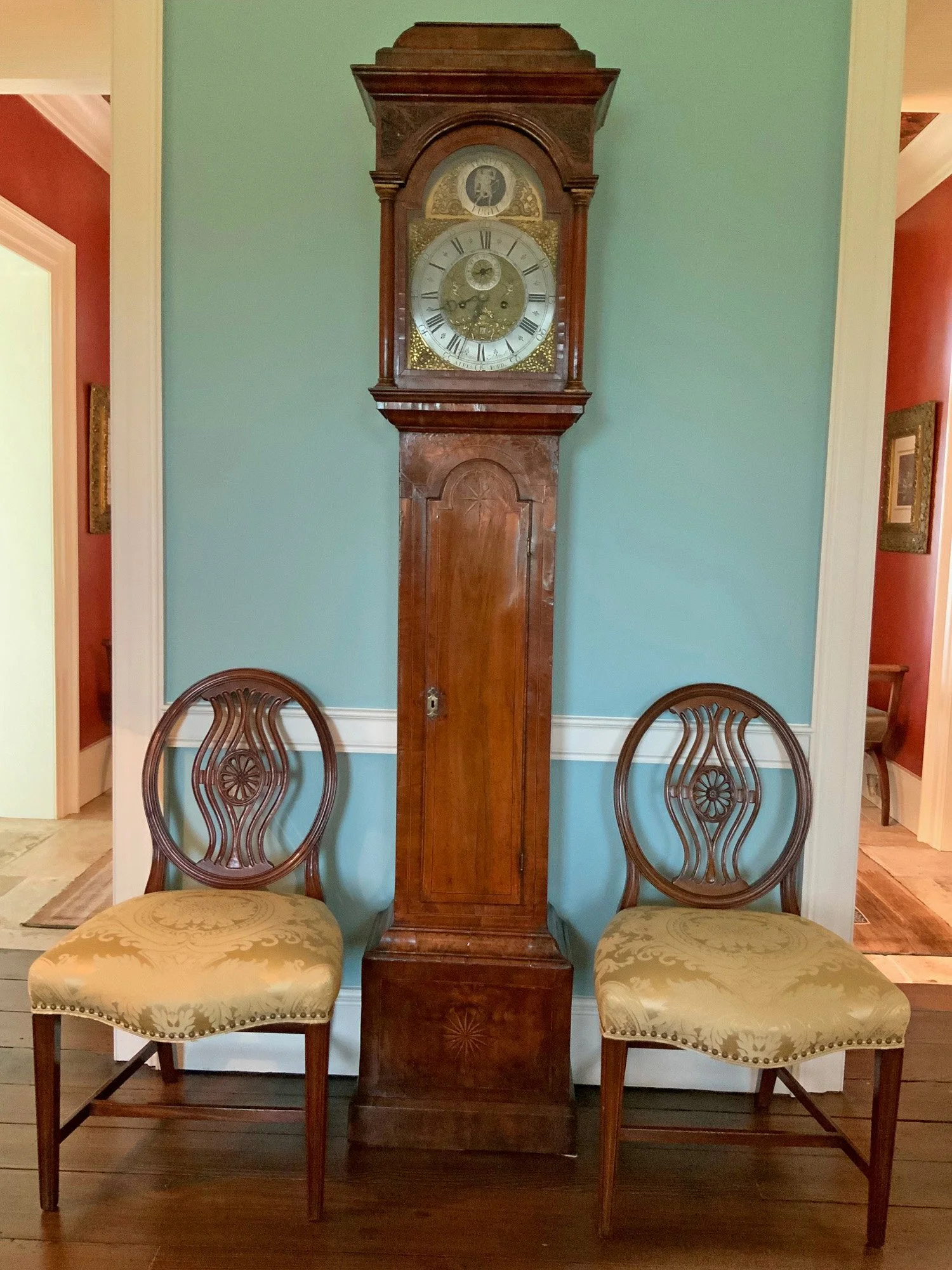 Sitting Room Grandfather Clock - An Avenell of Alresford clock, found in the sitting room, is circa 1750 and was acquired in New Orleans.