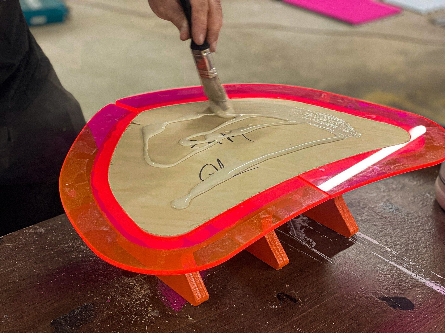 Gluing up the cutest tiny table. We'll take 10!