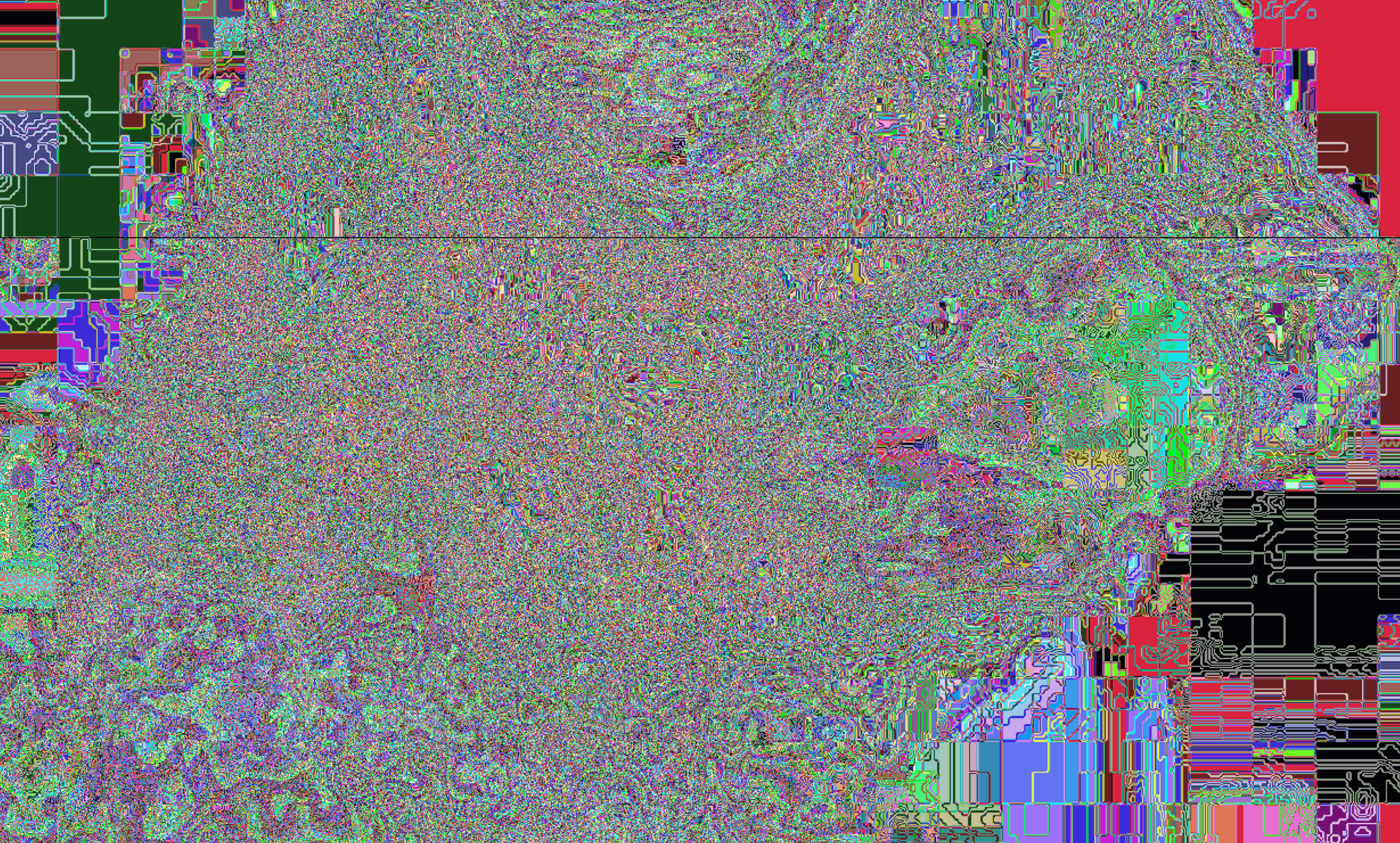 Glitch art from opening raster images in vector programs