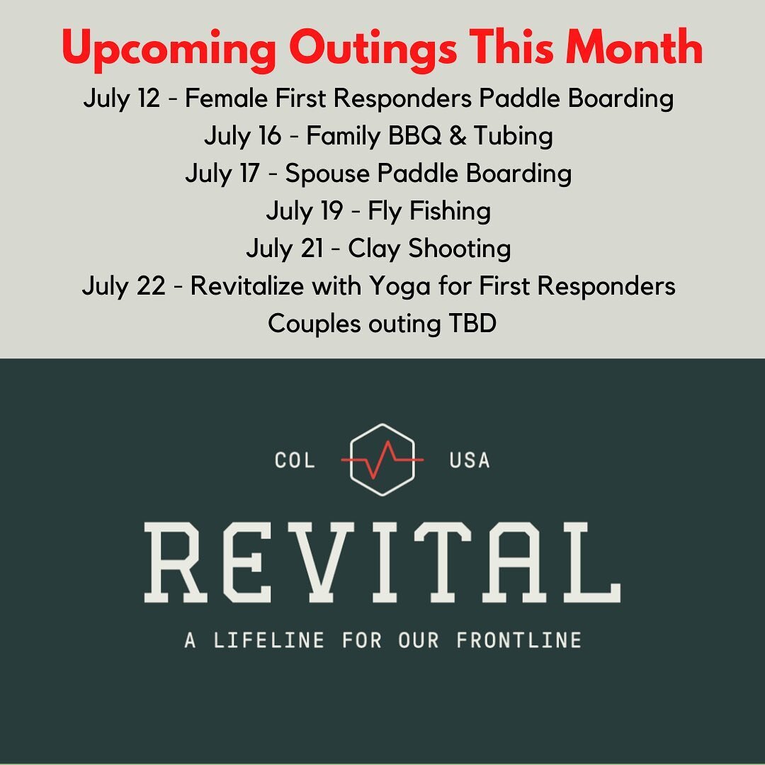 Attention First Responders! Are you looking for some summer fun? Download the Revital Colorado app and sign up for our outings (Link in bio)!

#revitalcolorado #outdoortherapy #connection #mentalwellness #physicalwellness #firstrespondersfirst #lawen