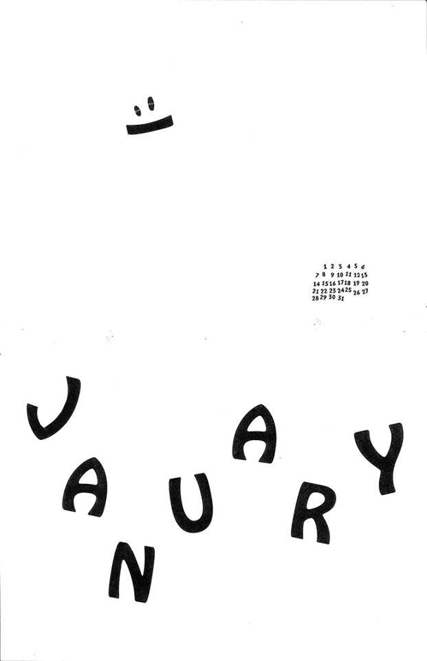 "January Calendar - Two" cut paper on printer paper
