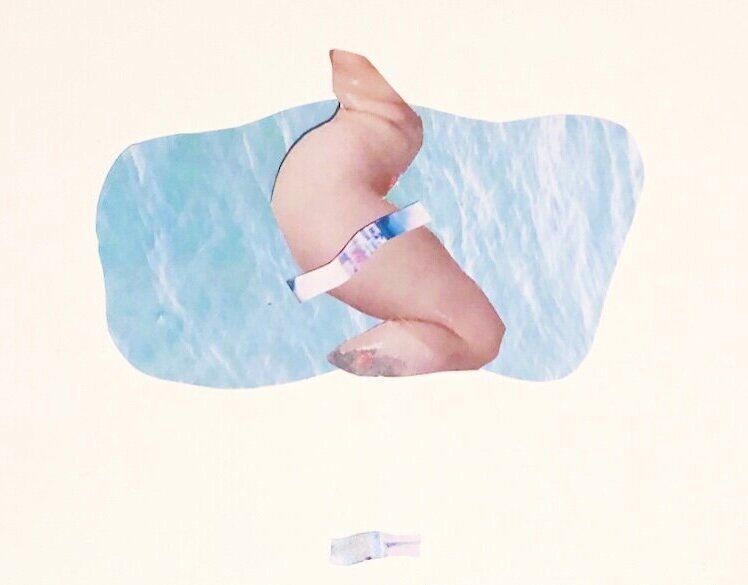 "Collaged Bumps" 2019, magazine collage, about the fluidity of body and self