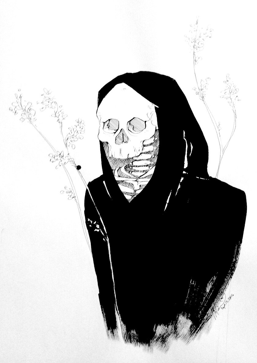 "Reaper Simple" 2015, ink on paper