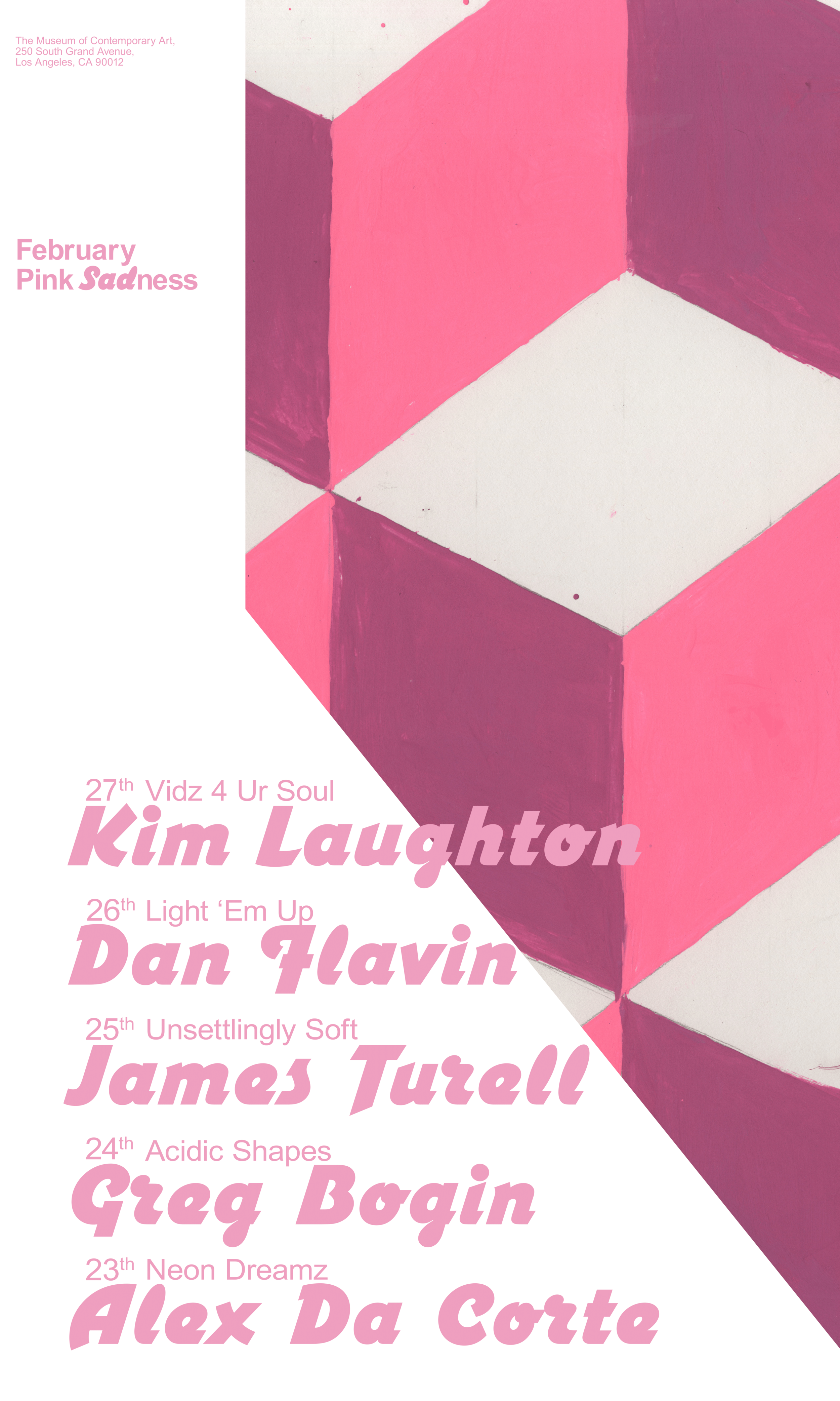 "February Pink Sadness Promo Poster" 2018, acrylic and indesign, poster for a faux gallery show