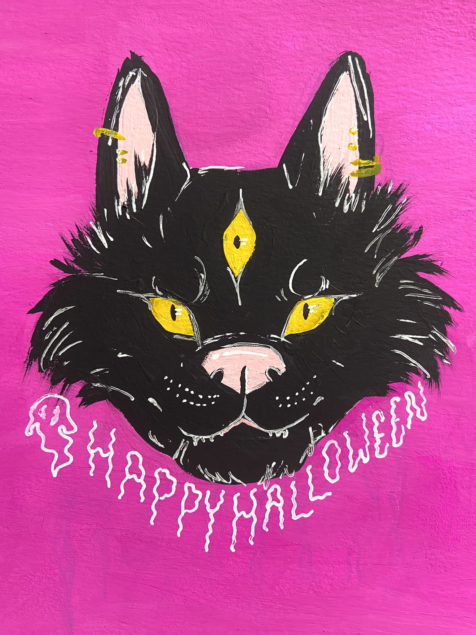 "Happy Halloween" 2022, gouache on bristol