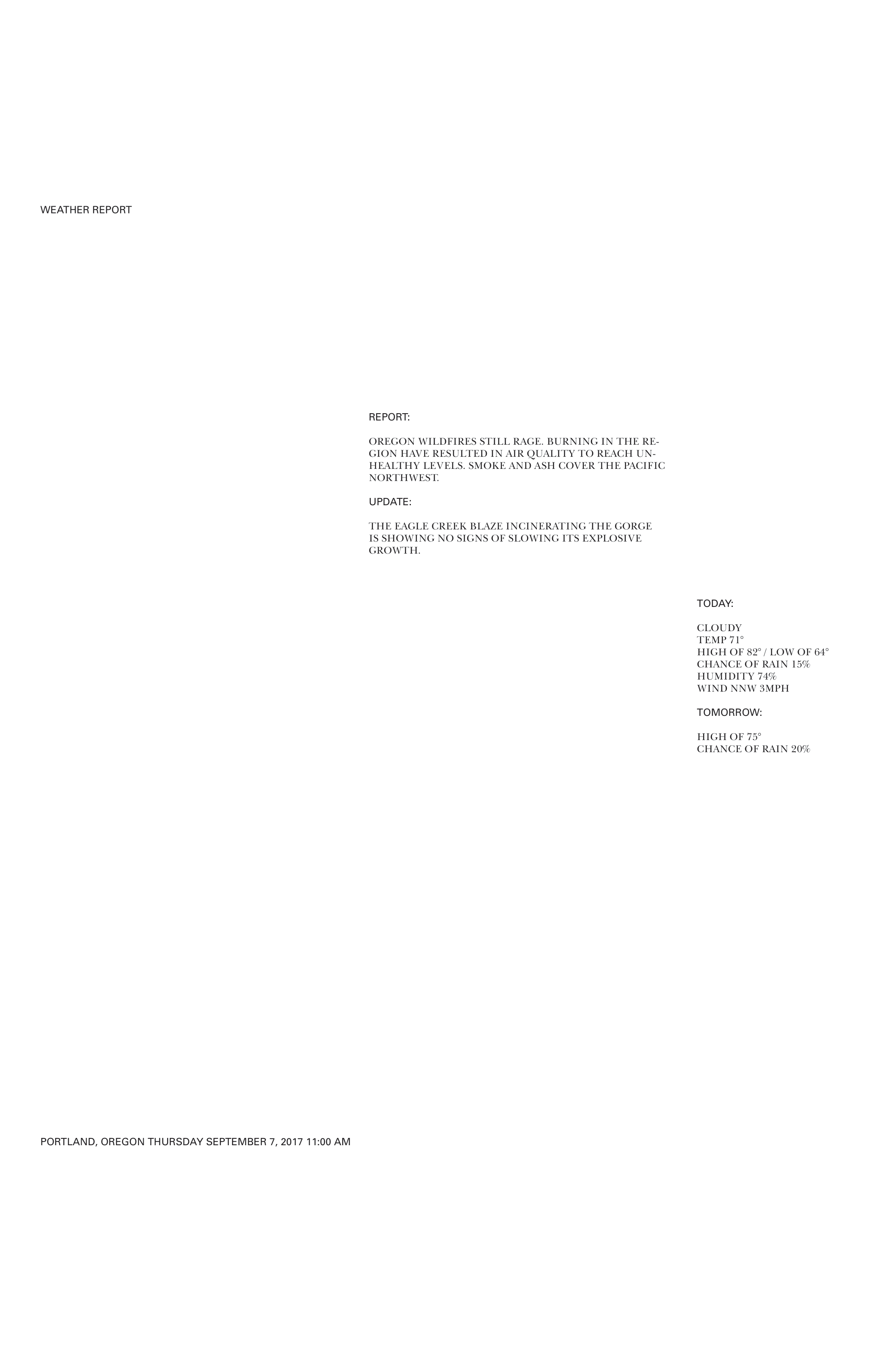 "Weather Permutation - Seven" 2018, Adobe Indesign