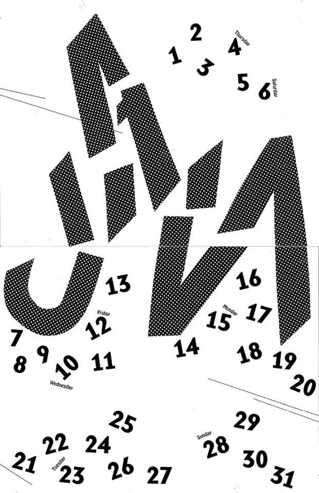 "January Calendar - One" cut paper on printer paper