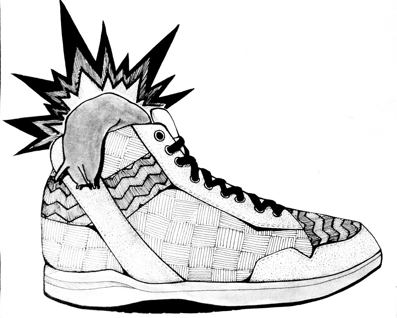 "Slug in my Shoe" 2014, pen on paper