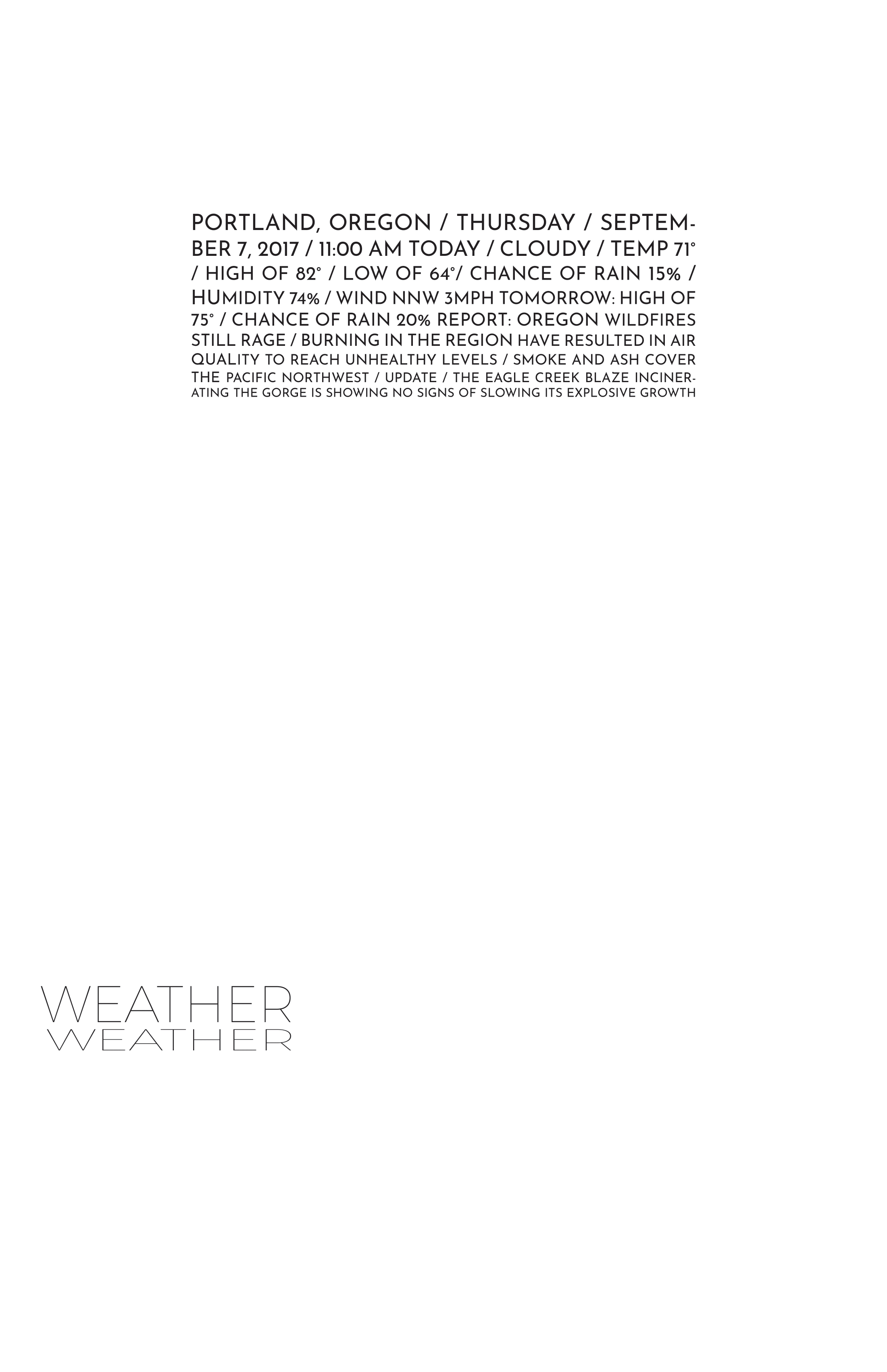 "Weather Permutation - Twelve" 2018, Adobe Indesign