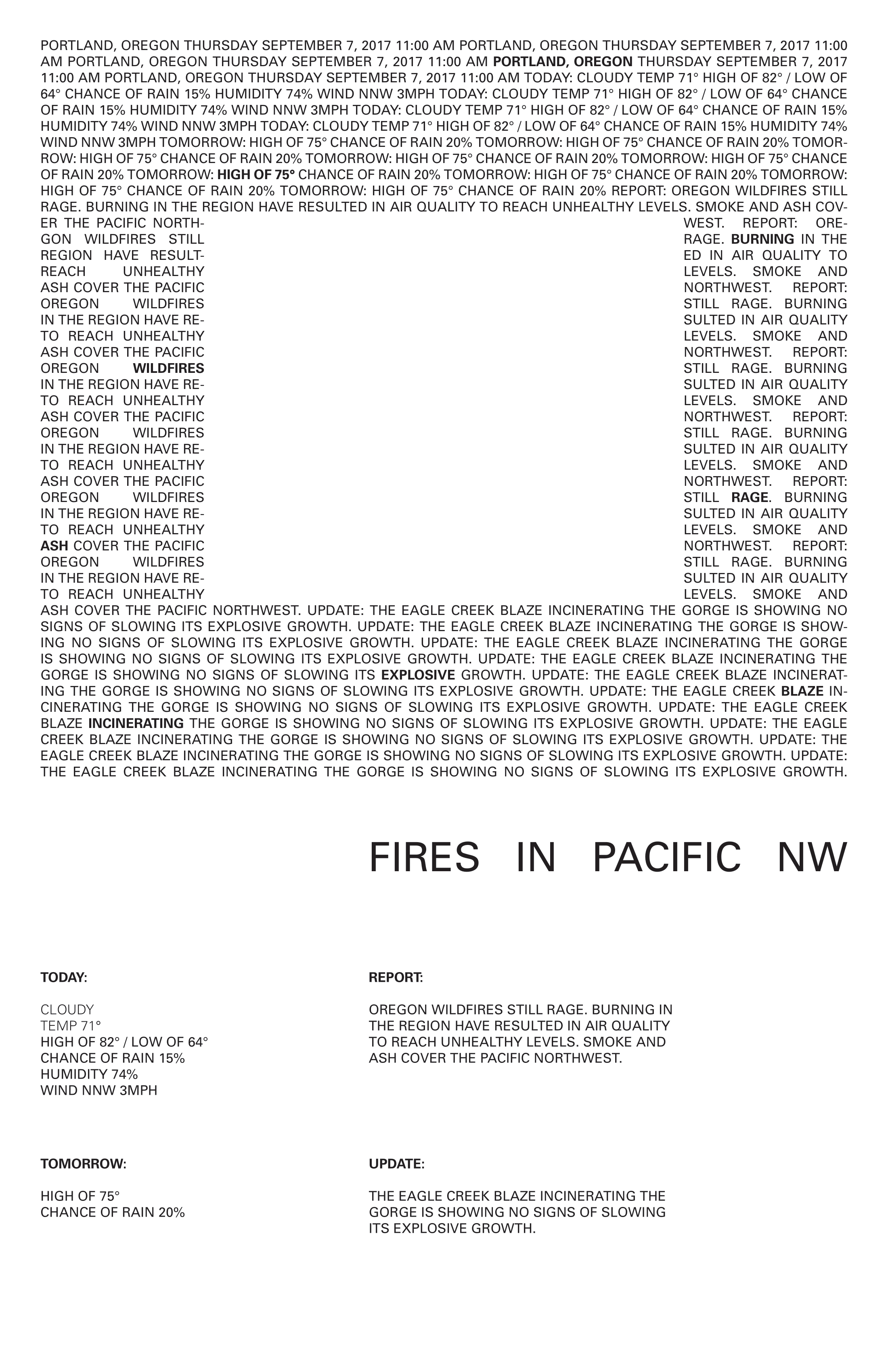 "Weather Permutation - Three" 2018, Adobe Indesign