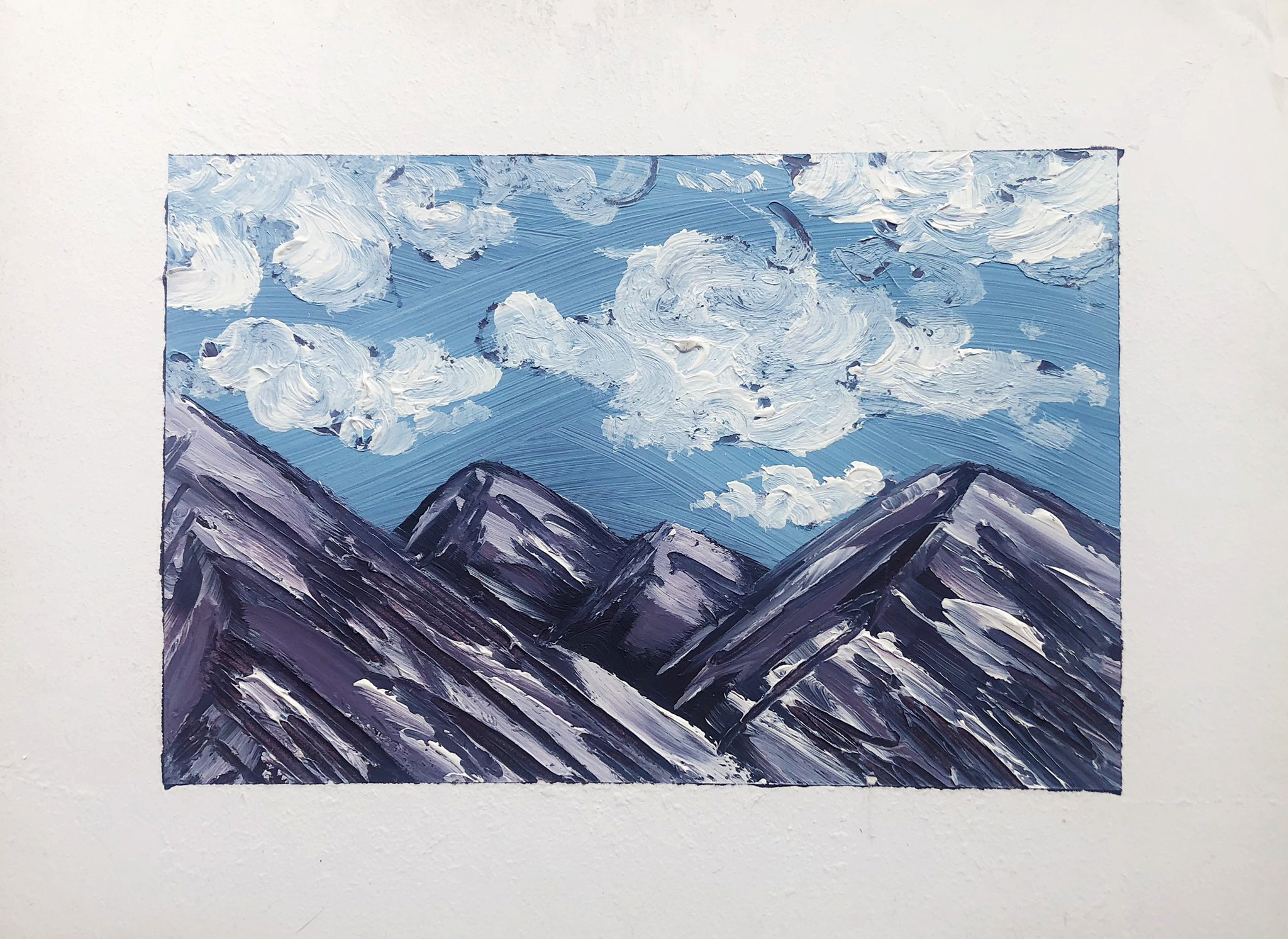"Textured Mountains" 2019, acrylic on bristol board