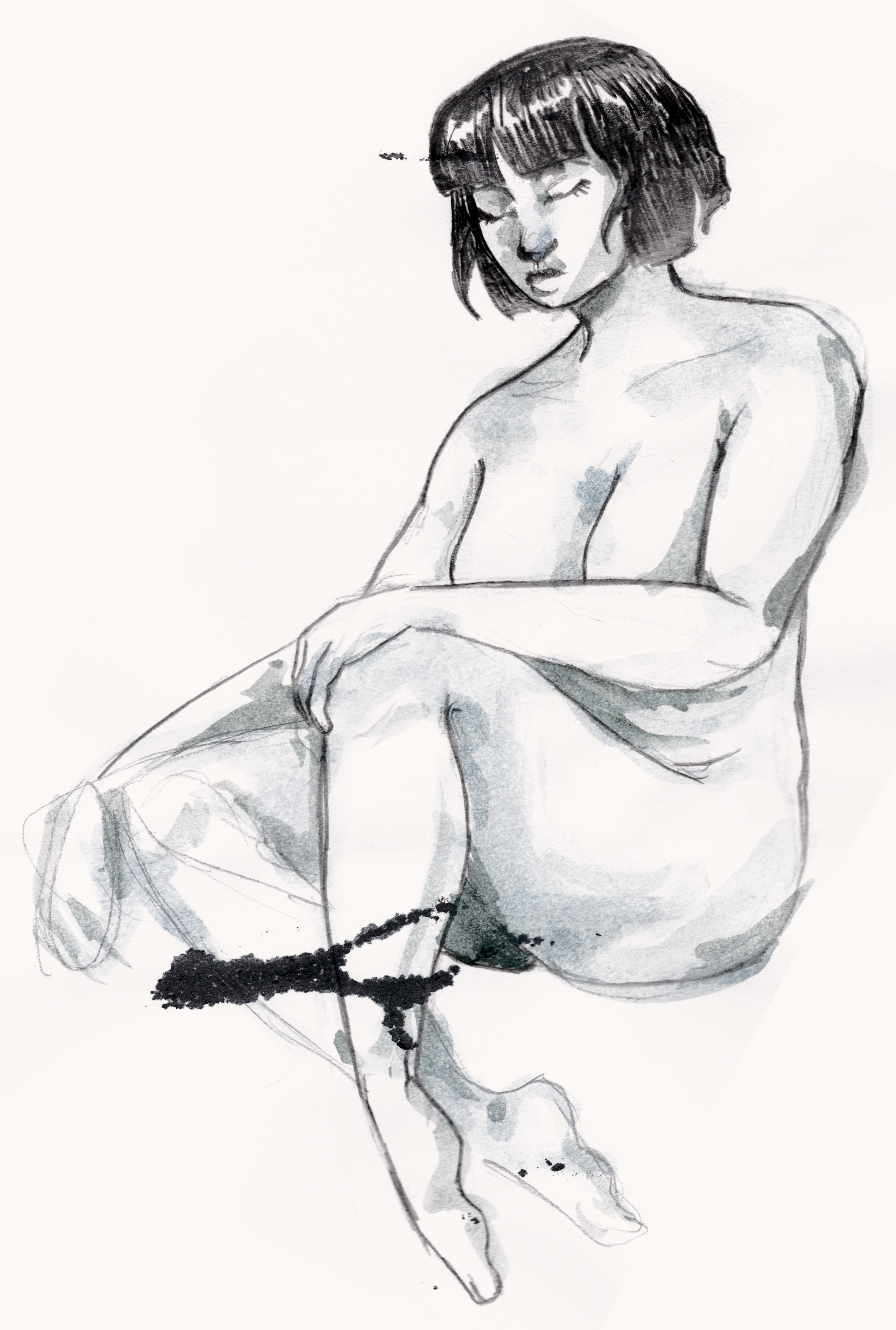 "Sit Splotch" 2020, ink and graphite on paper